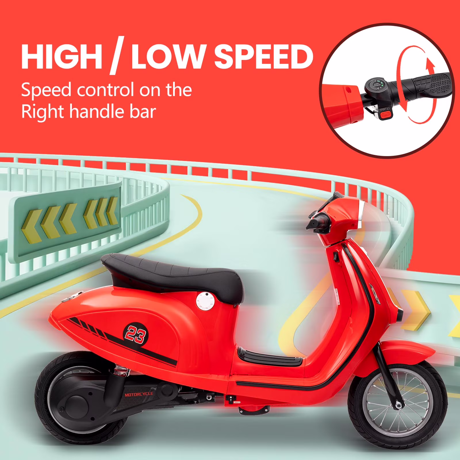 Towallmark Electric Motorcycle for Big Kids, 24V 350W Kids Ride on Moped, Max Up to 14MPH, with Rear Brake, Twist Grip Throttle & LED Light, Electric Motorbike for Kids/Teens 8 - Image 2