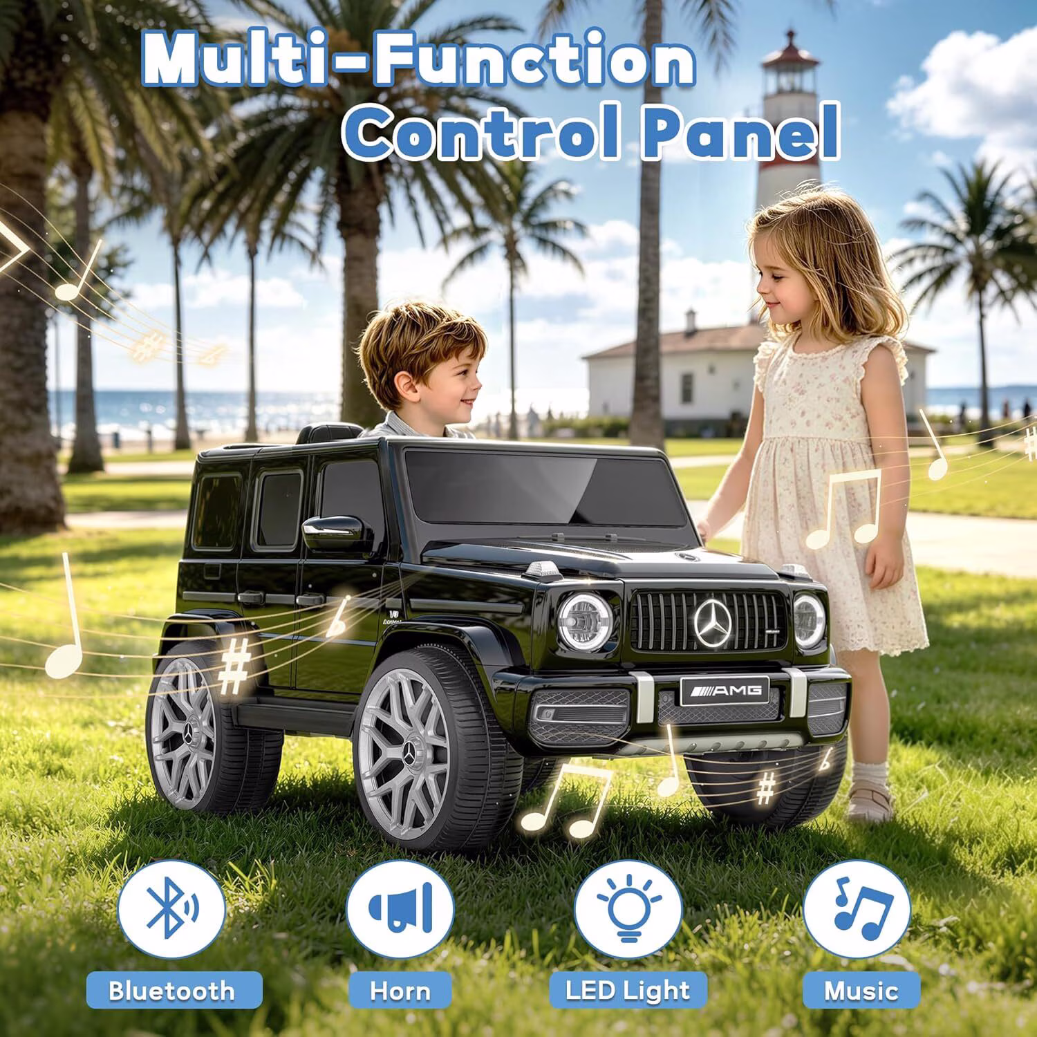 TOYBSNR 12V Electric Car for Toddler, Mercedes-Benz G63 Licensed Ride on Toys for Toddlers, Kids Power Ride on Car with Remote Control & High Window & LED Lights & Music, Black - Image 2