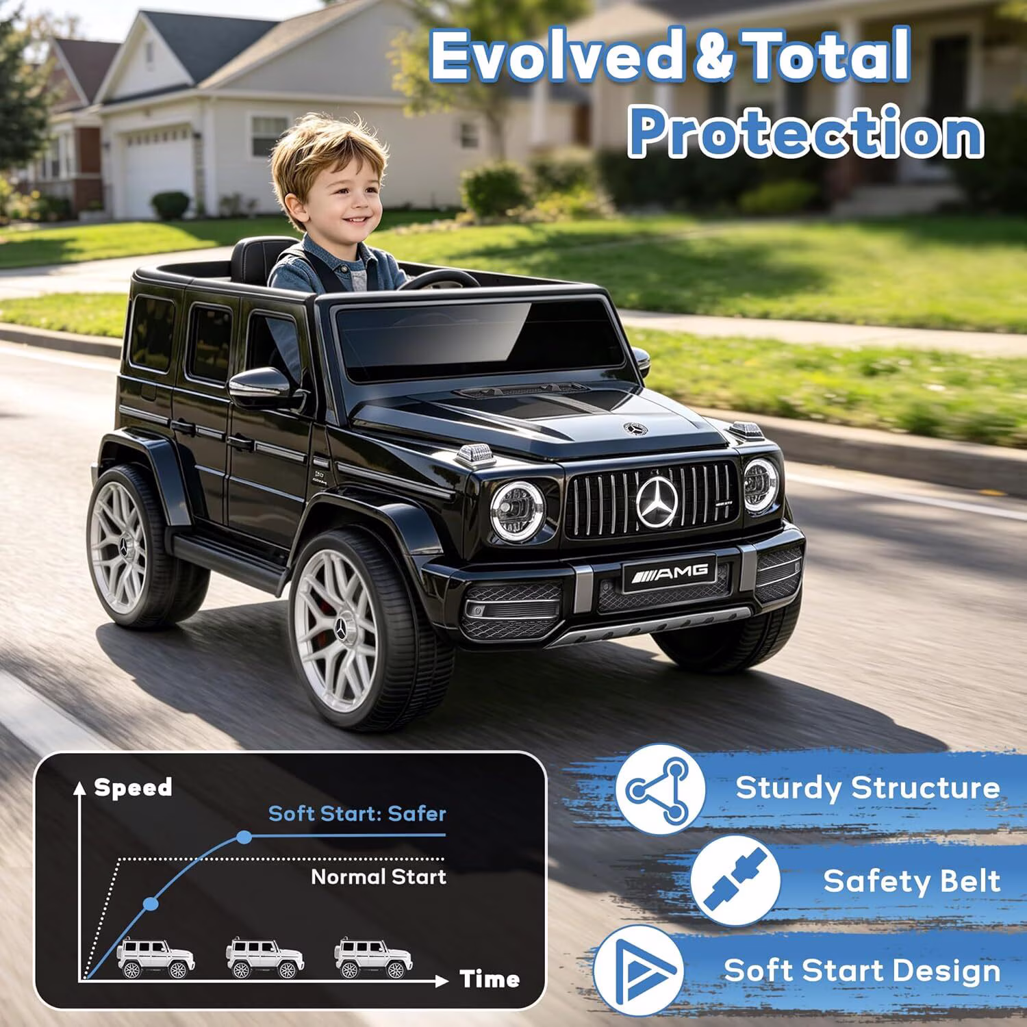 TOYBSNR 12V Electric Car for Toddler, Mercedes-Benz G63 Licensed Ride on Toys for Toddlers, Kids Power Ride on Car with Remote Control & High Window & LED Lights & Music, Black - Image 4