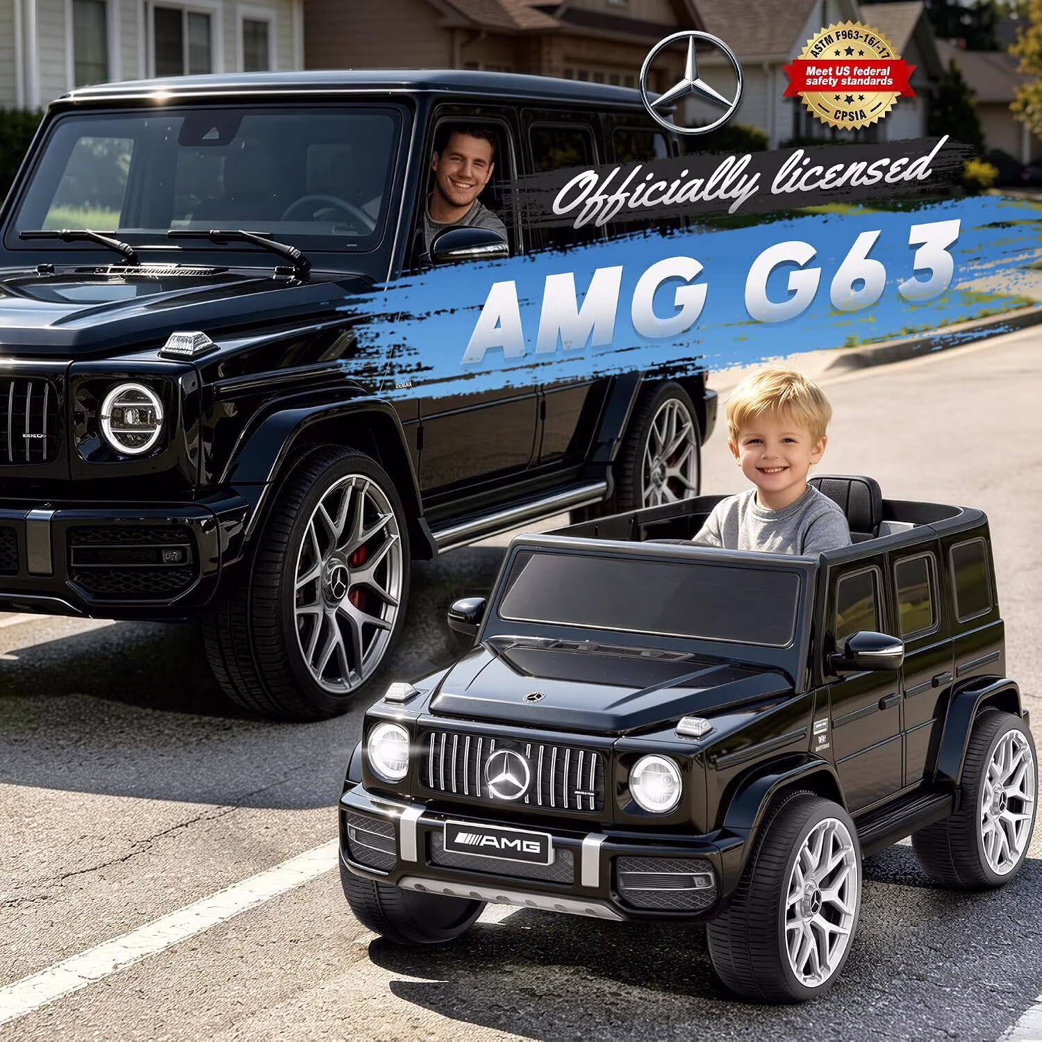 TOYBSNR 12V Electric Car for Toddler, Mercedes-Benz G63 Licensed Ride on Toys for Toddlers, Kids Power Ride on Car with Remote Control & High Window & LED Lights & Music, Black - Image 3