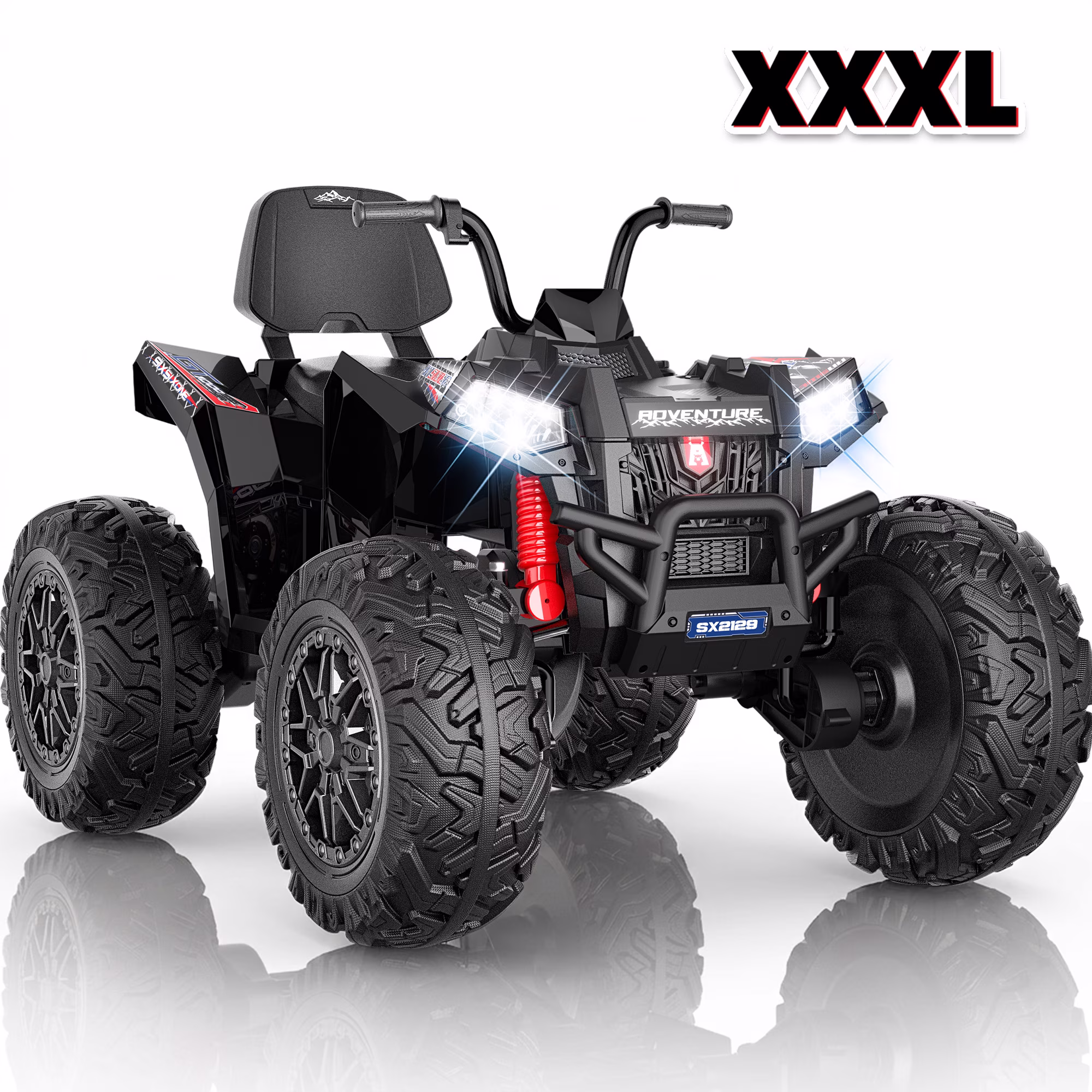 TOYBSNR 24V Kids ATV, 2-Seater 4WD Ride on Toys for Big Kids Ages 5-14, XXXL Powered Ride on Electric Car, 4 Wheeler with EVA Tires, Bluetooth, Music, Spring Suspension, Max 7.5MPH, Black