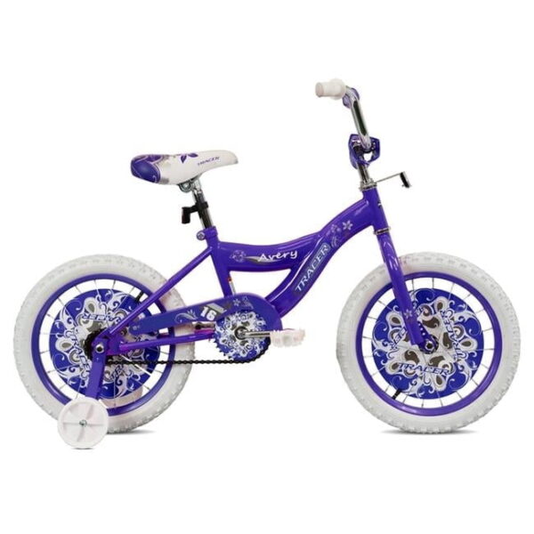Tracer Avery 16 Inch Kids Bikes with Training Wheels - Purple
