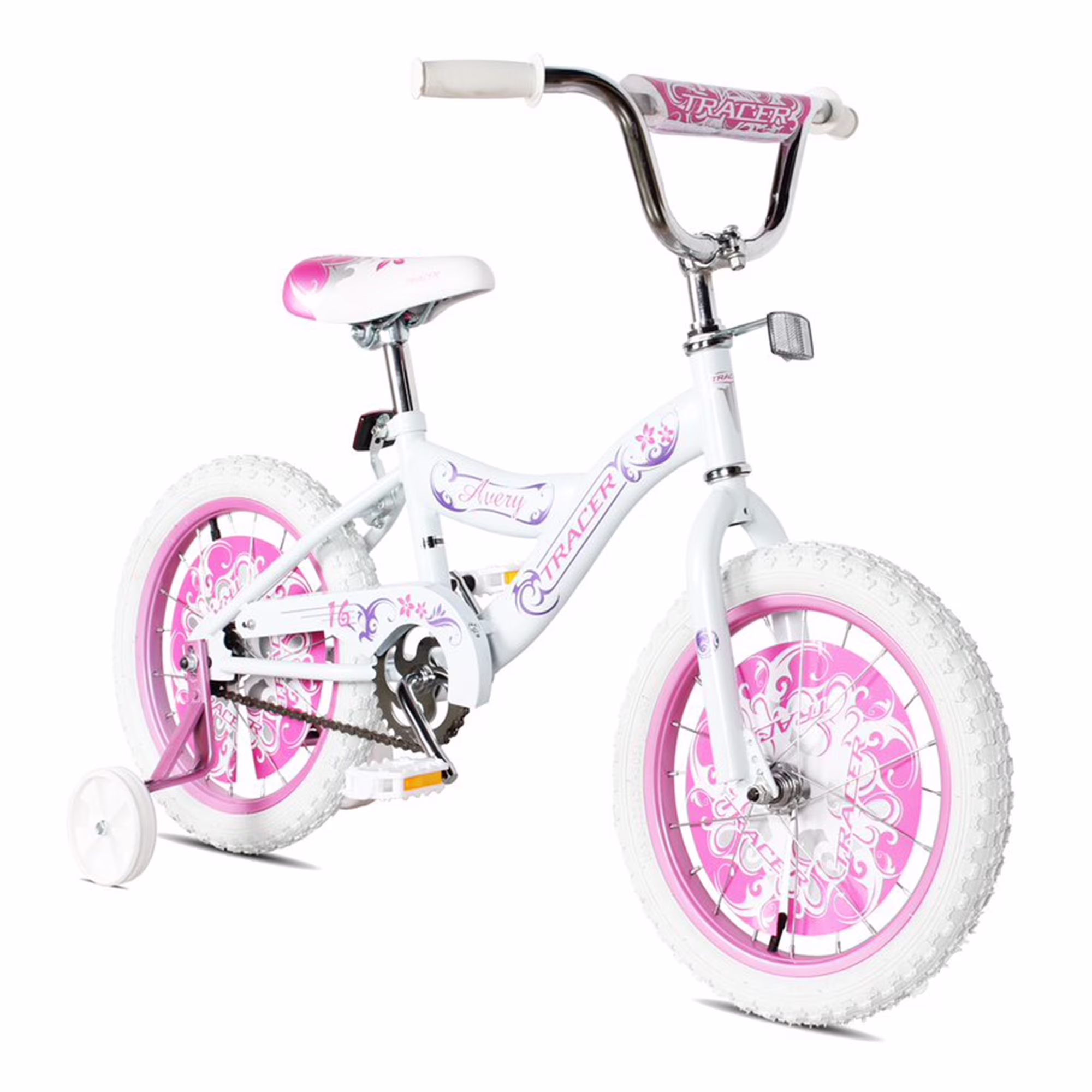 TRACER Avery Kids Bike for Ages 3 to 7 with Training Wheels, White