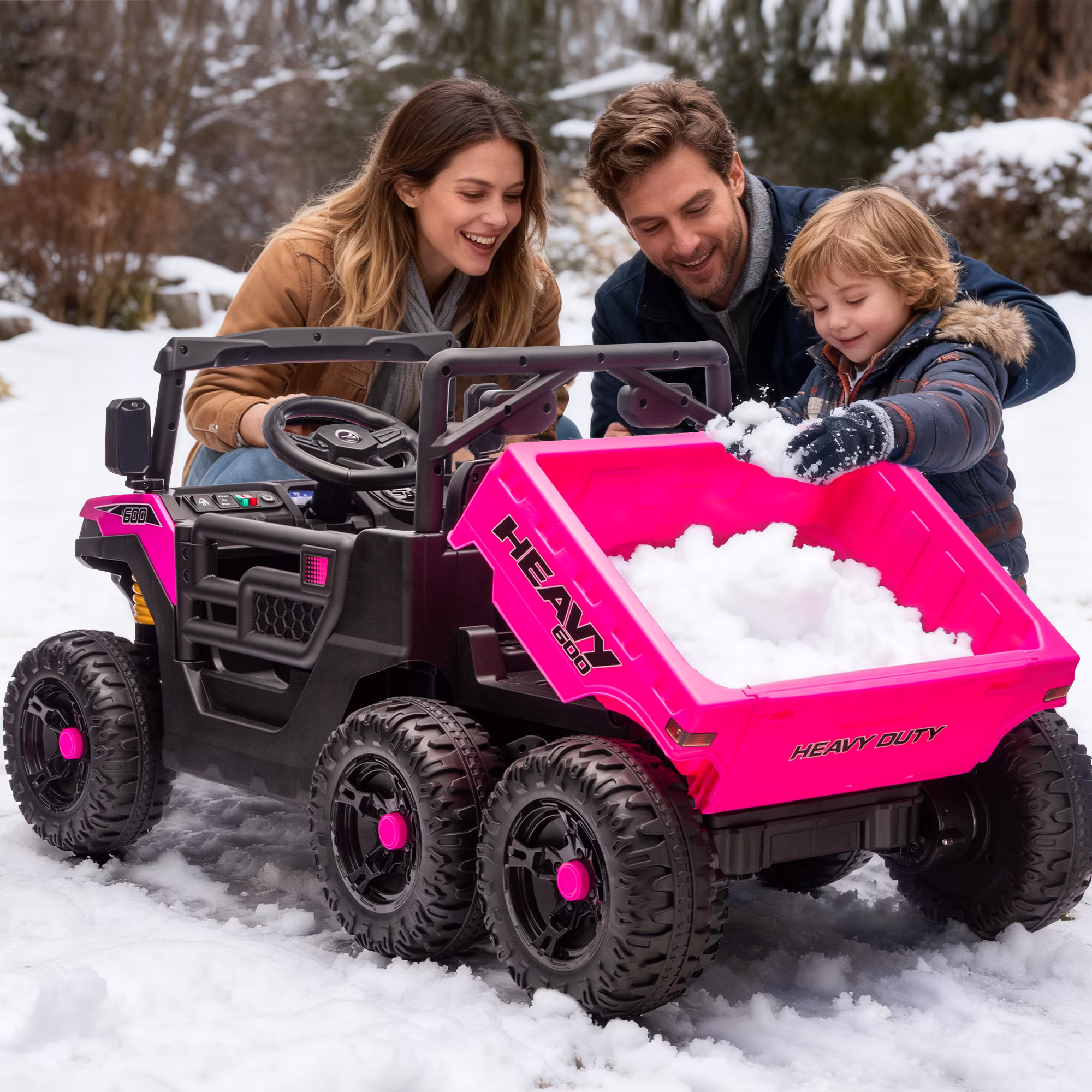 Track Seven 24V Ride on Dump Truck, 400W 6-Wheel Ride on UTV Car for Big Kids with Electric Dump Bed, Remote Control, Music, Lights, Spring Suspension, 24V Ride on Toy Car for Kids Aged 3+, Pink - Image 2