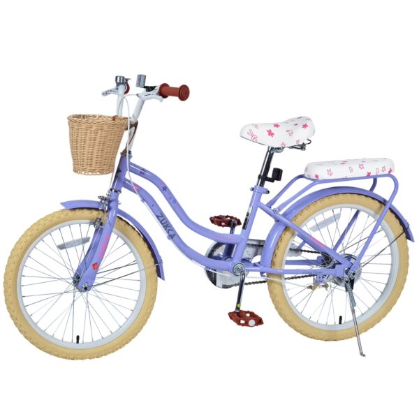Track Seven Girls Bike for 7-10 Years, 20 Inch Kids Bike with Basket and Kickstand, Retro Style Childrens Bicycle for Toddlers and Kids, Adjustable Seat, Single-Speed Bicycle with Dual Brakes, Purple