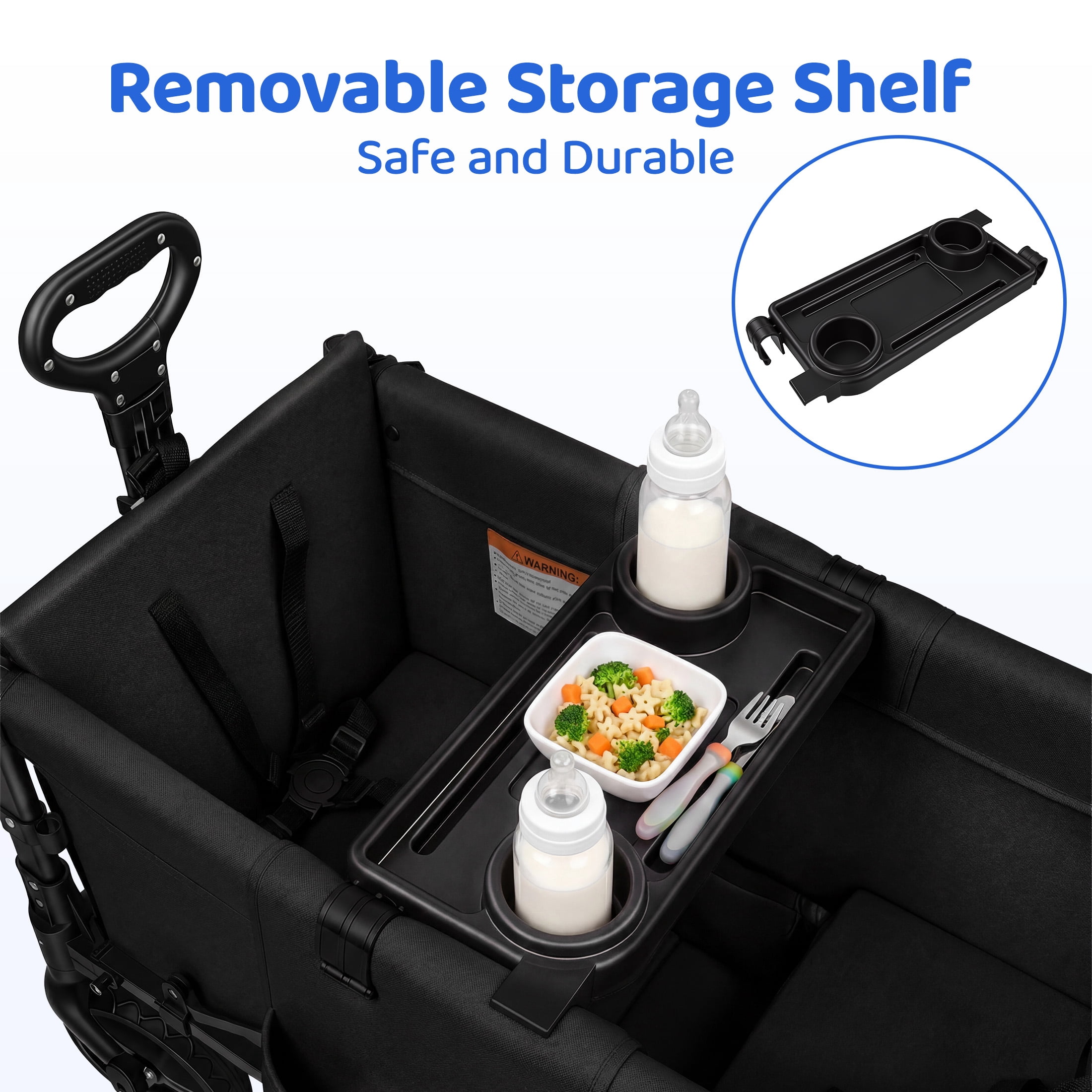 Tripland Wagon Stroller for 2 Kids,Stroller Wagon Baby Stroller with Canopy, Black - Image 3