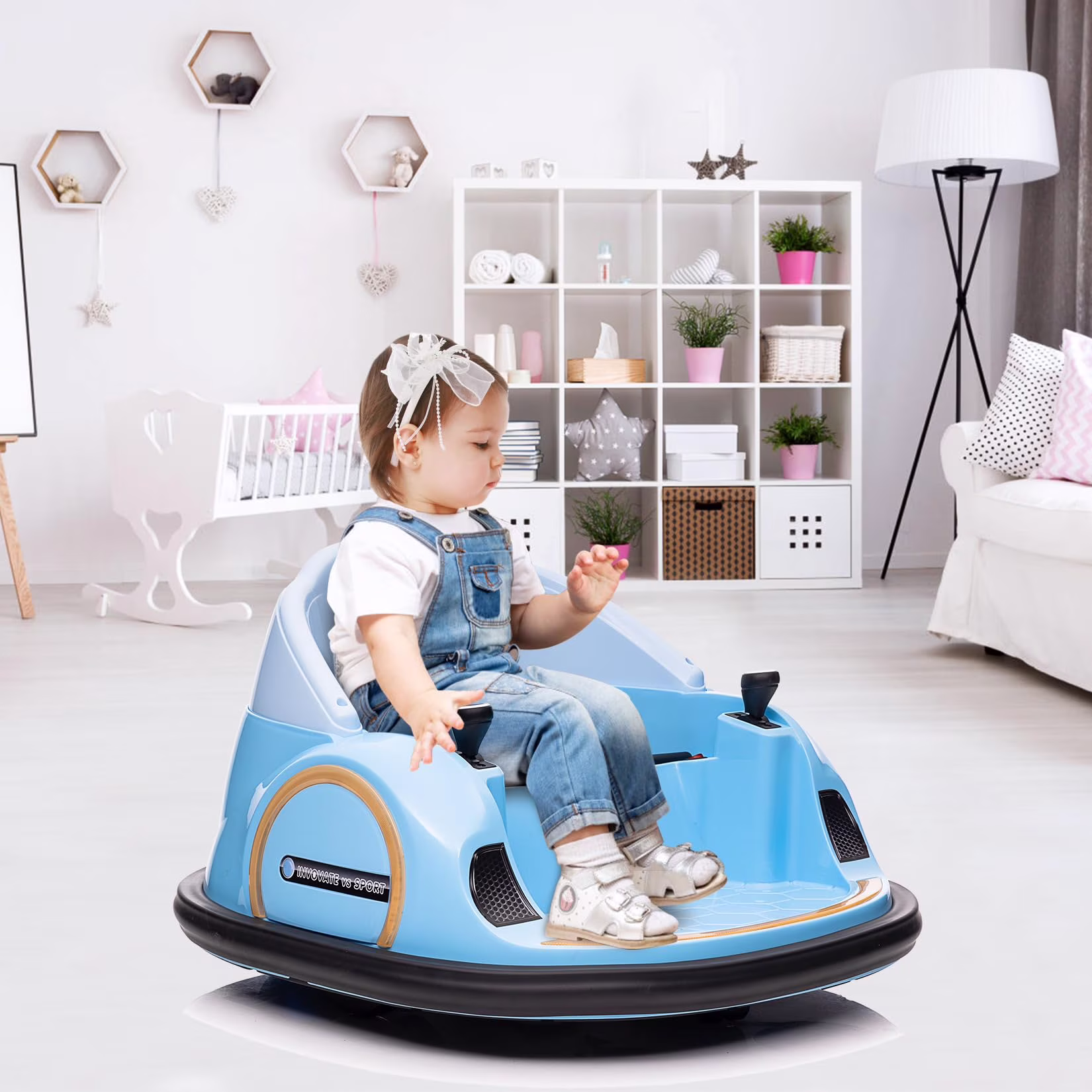TROPOW 12V Kids Ride On Bumper Car Electric Bumping Car for Toddlers with Remote Control, 360° Spin, Battery Display, LED Lights,Christmas Gift for Kids, Blue - Image 5
