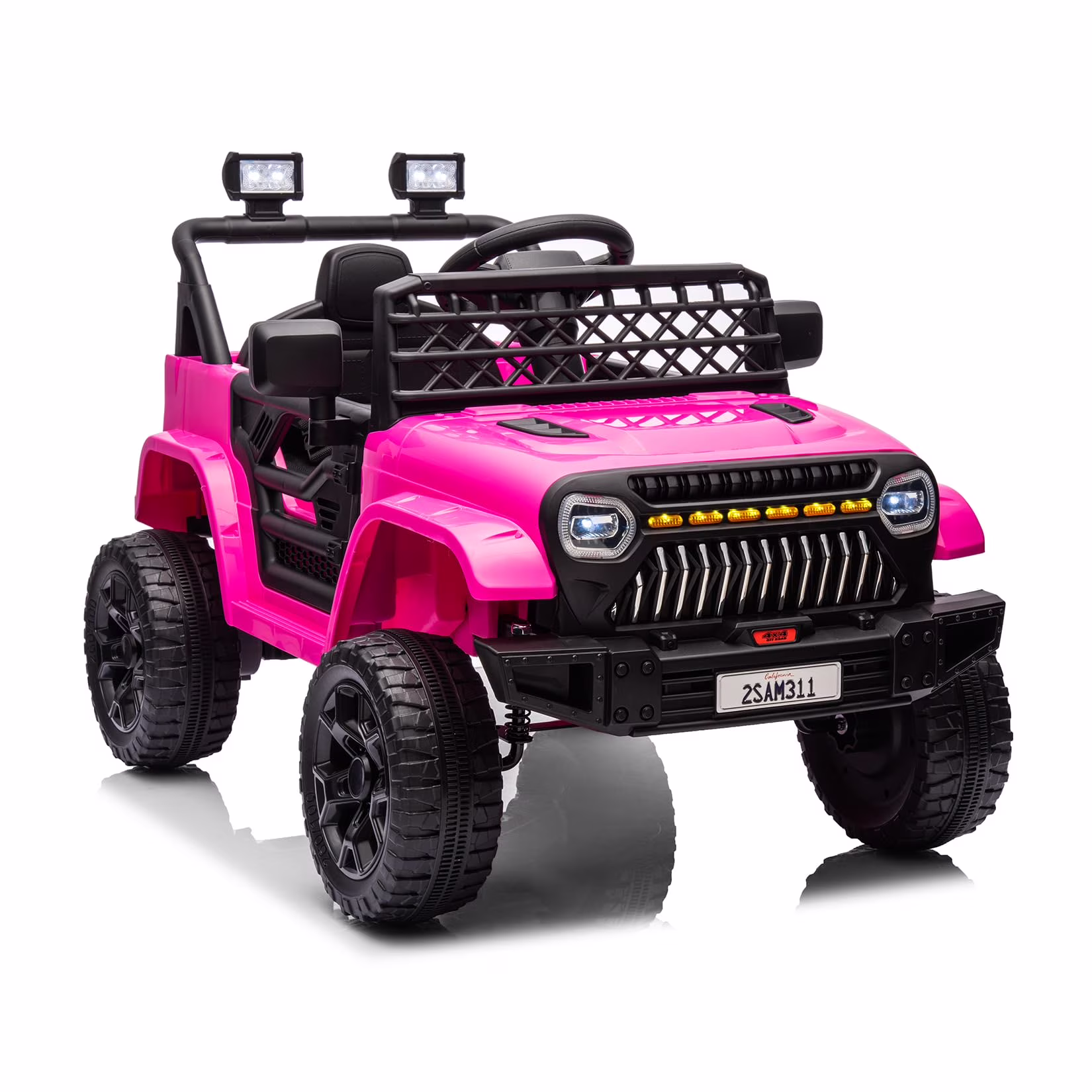 TROPOW 12V Kids Ride On Truck Electric Vehicle for Toddlers with Remote Control, 4-Wheel Suspension, Battery Display, LED Lights,Christmas Gift for Kids, Pink