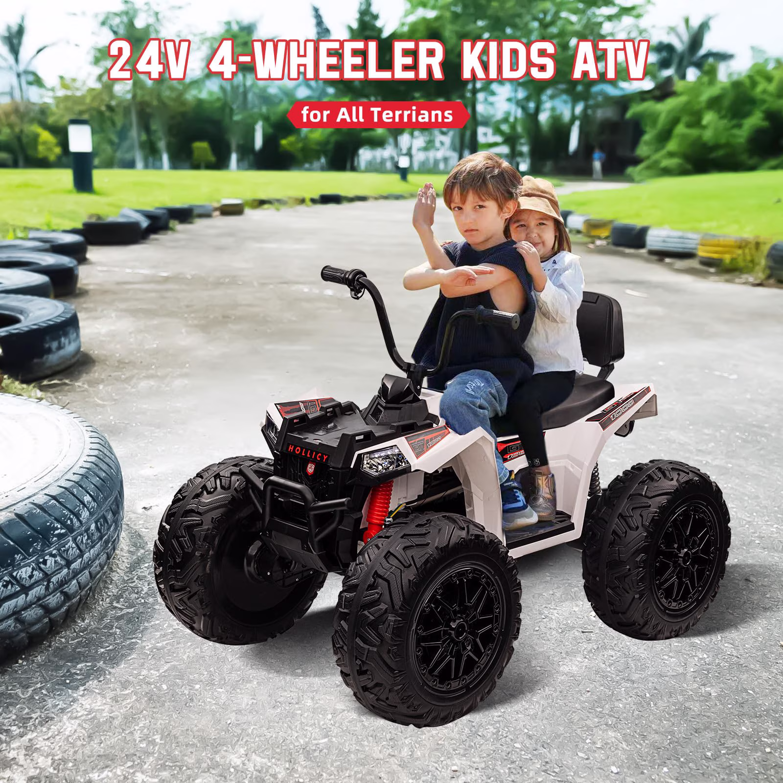 TROPOW Electric Ride On Cars with Remote Control,24V Two-Seater Kids ATV – 4x4 Electric 4-Wheeler Quad Ride-On Car Toy with 4x200W Motors, LED Lights, EVA Tires, Music, and Horn - Image 5