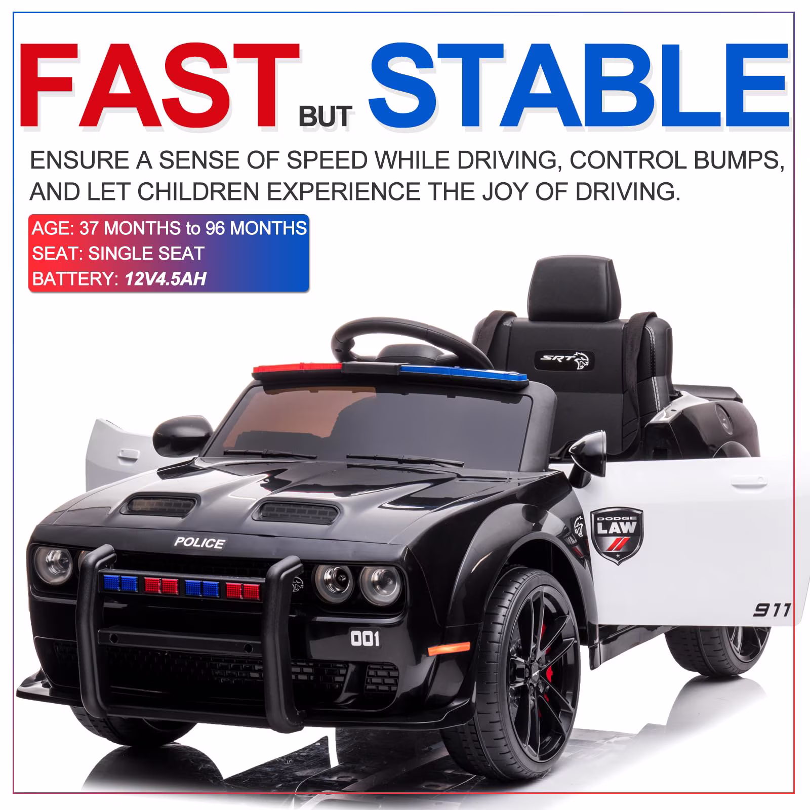 TROPOW Kids Electric Car | Licensed Dodge Challenger Ride-On 12V Battery-Powered Vehicle with Remote, LED Lights, Bluetooth, MP3 for Boys and Girls,Christmas Gift for Kids - Image 5