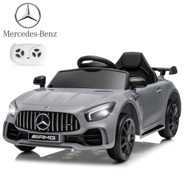 UBesGoo 12V Licensed Mercedes-Benz Ride On Car for Kids Ages 3-5, Electric Toy Car with Parent Remote Control, Bluetooth Music, LED Lights & Seat Belt, Gray