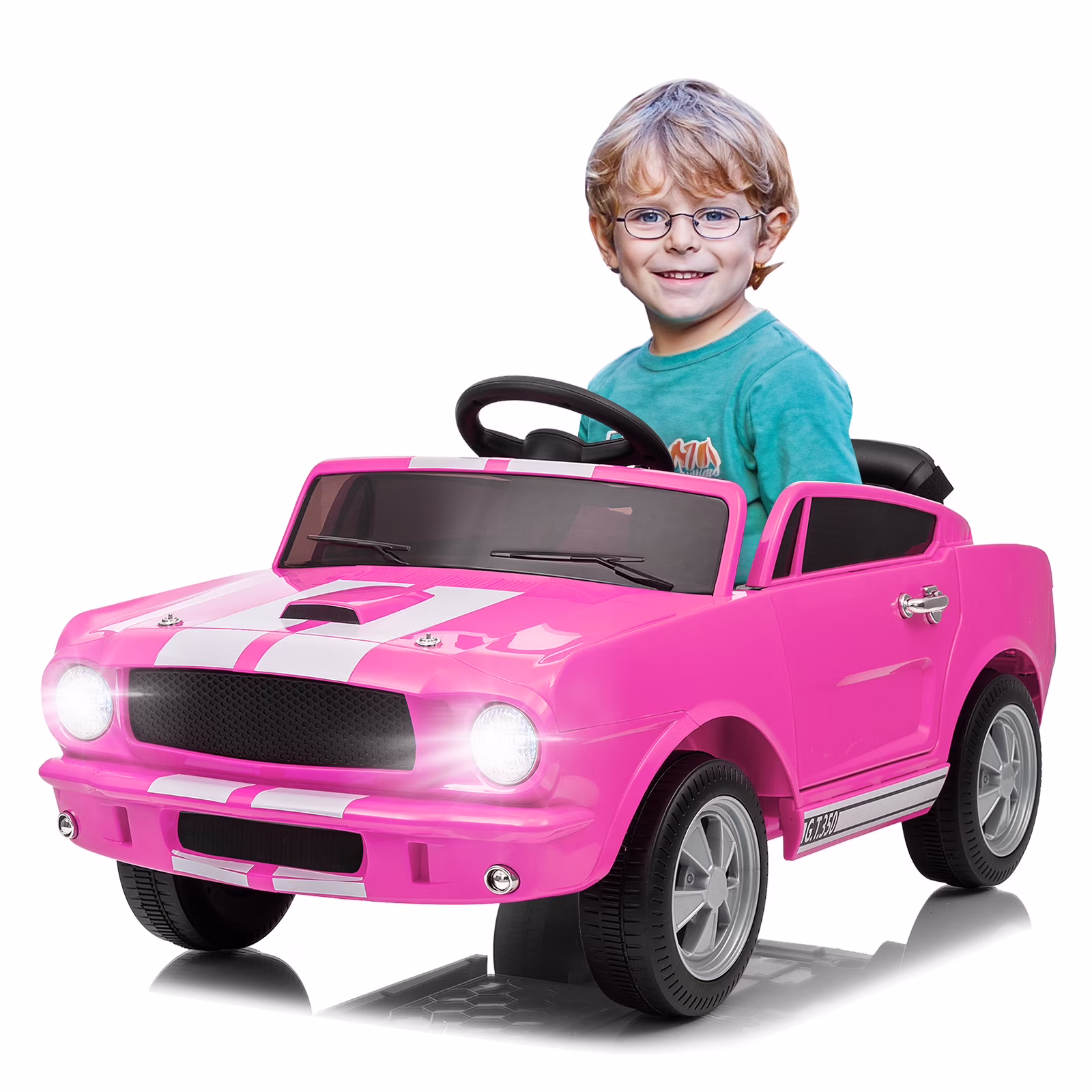 UBesGoo 12V Licensed Shelby Electric Ride on Car, Kids Powered Ride On Toy Car, w/ Parent Remote Control, Pink - Image 2