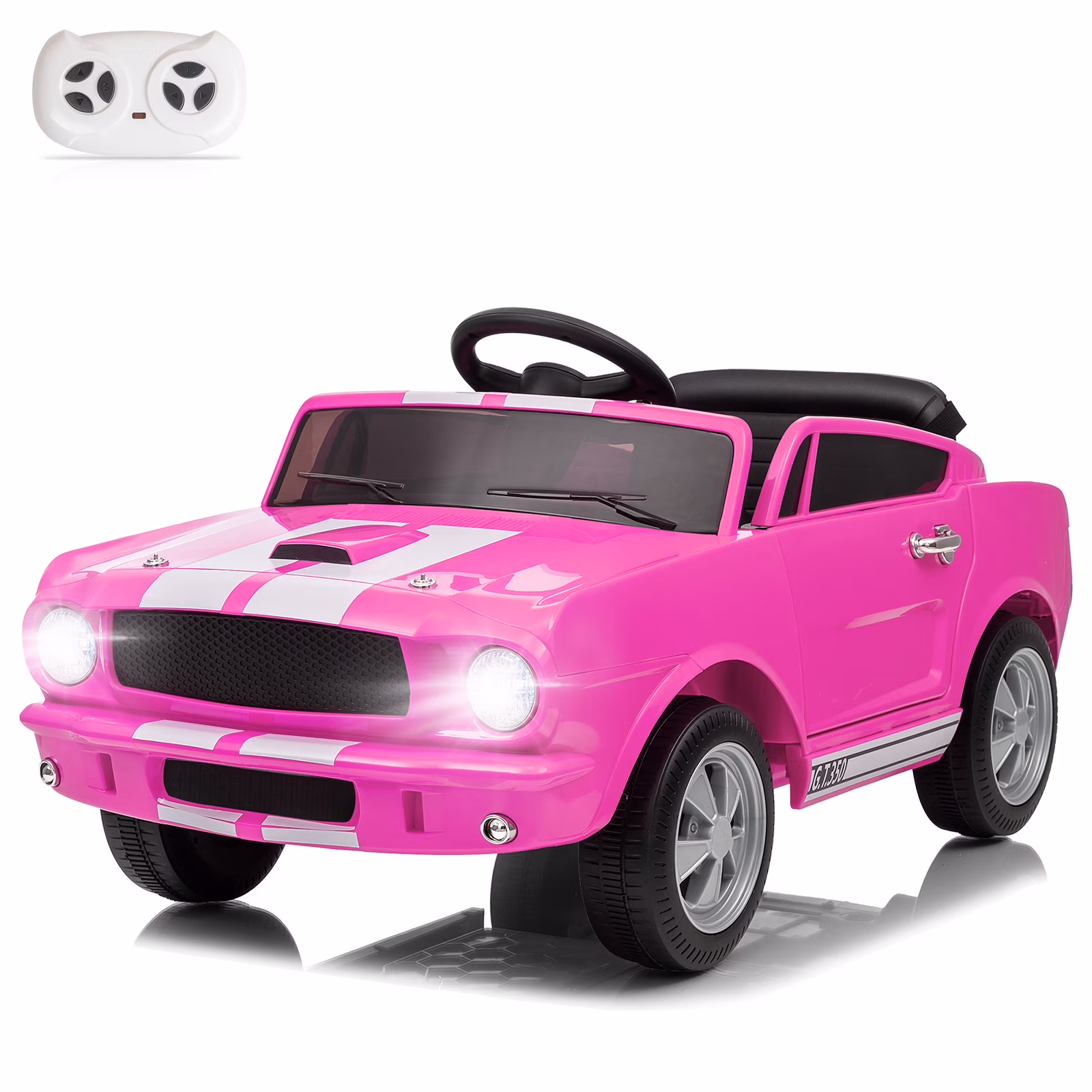 UBesGoo 12V Licensed Shelby Electric Ride on Car, Kids Powered Ride On Toy Car, w/ Parent Remote Control, Pink - Image 5