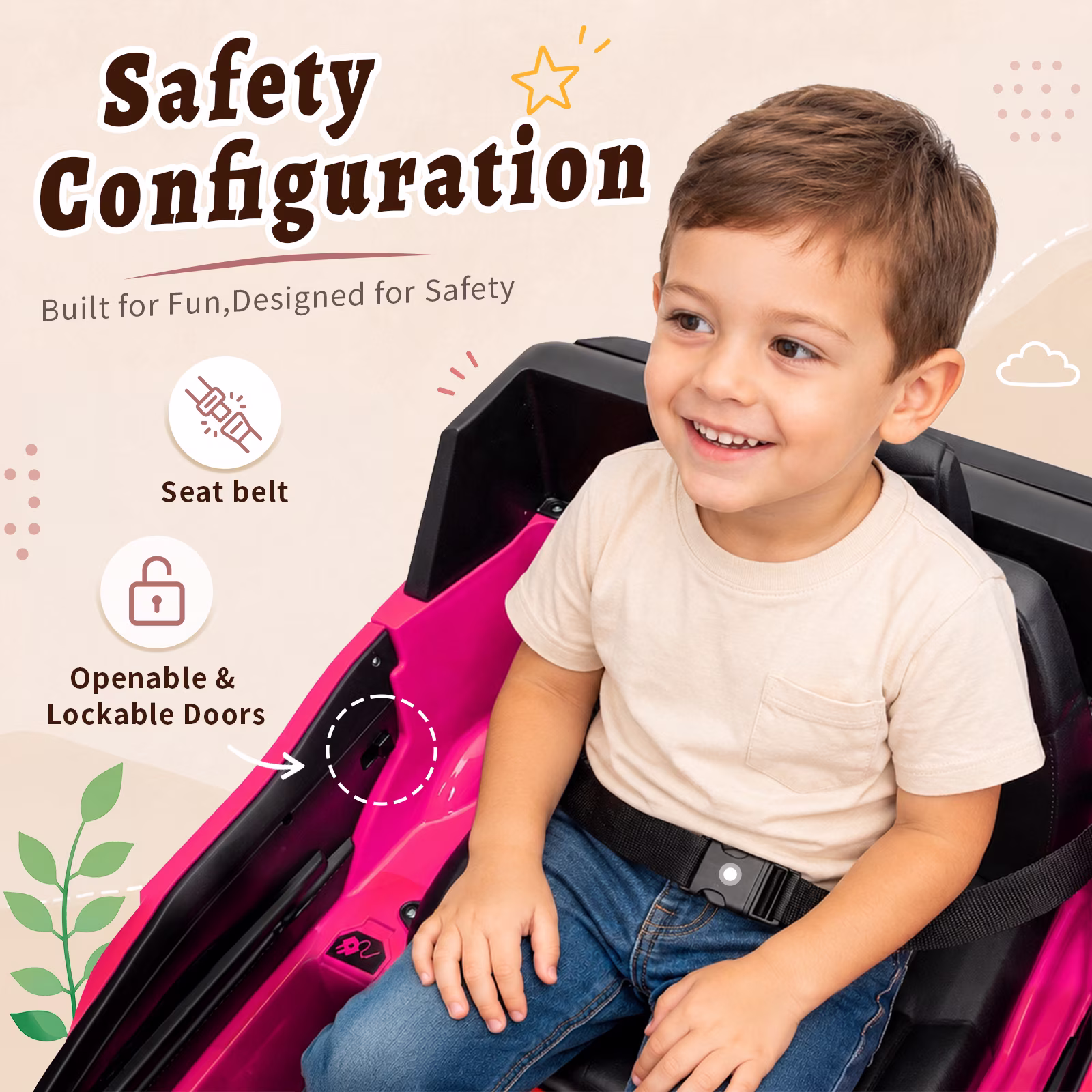UBesGoo Licensed Lexus 24V Powered Ride on Car Toy for Kids, Electric Car with Remote Control, LED Lights, Bluetooth, Age 3+, Pink - Image 3