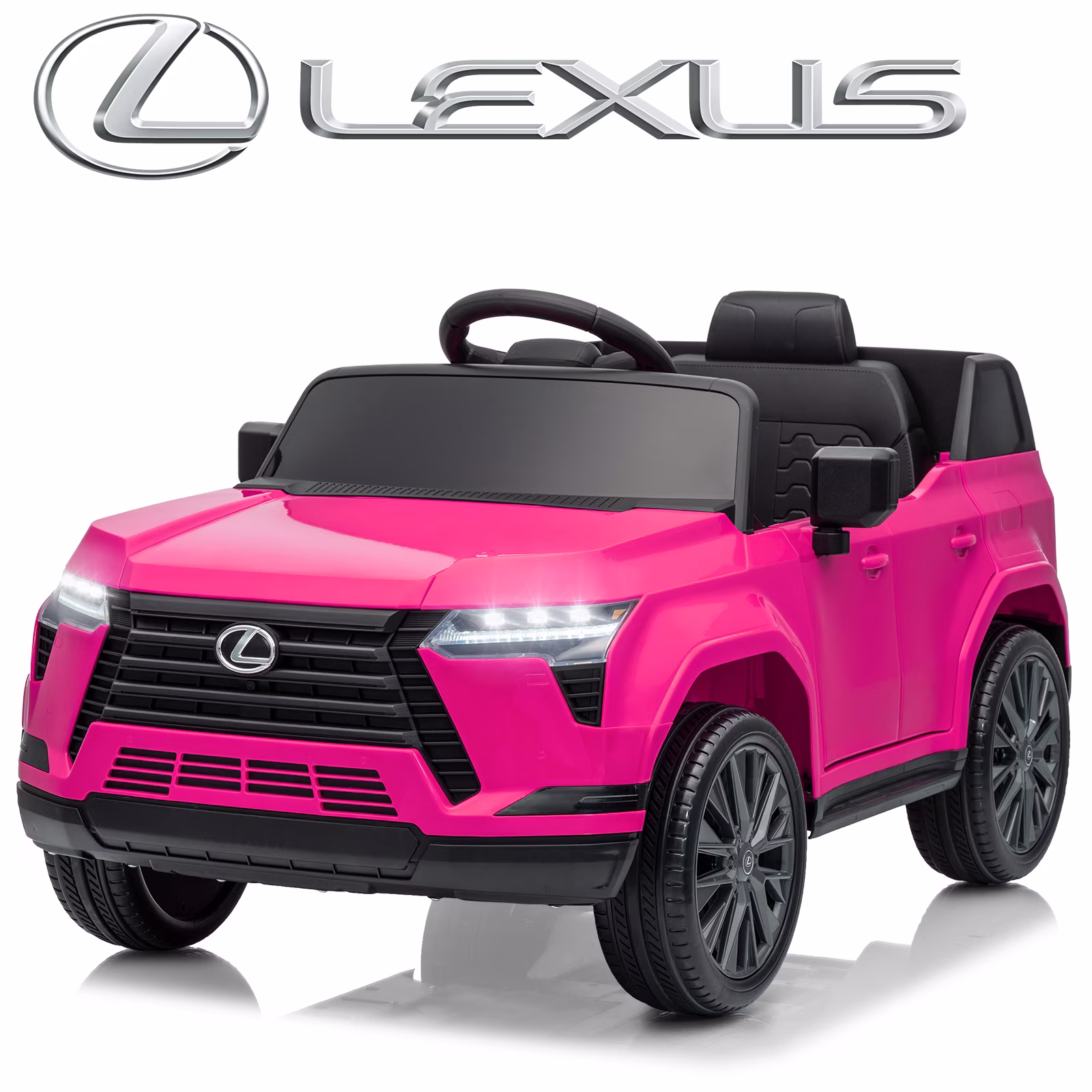 UBesGoo Licensed Lexus 24V Powered Ride on Car Toy for Kids, Electric Car with Remote Control, LED Lights, Bluetooth, Age 3+, Pink