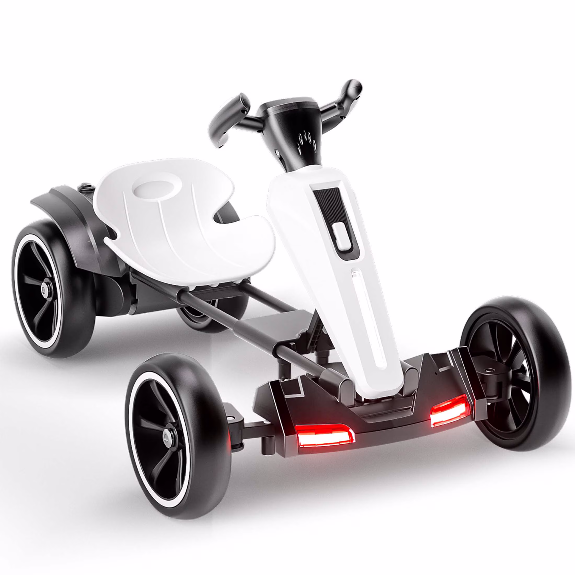 Ucades 12V Powered Pedal Go Kart, Ride on Toys Go Kart for Kids Boys Girls, Kids Ride on Go Cart with Music, LED Light, Horn, Forward Backward, Kids Birthday Gifts for 3-6 Ages, White - Image 5