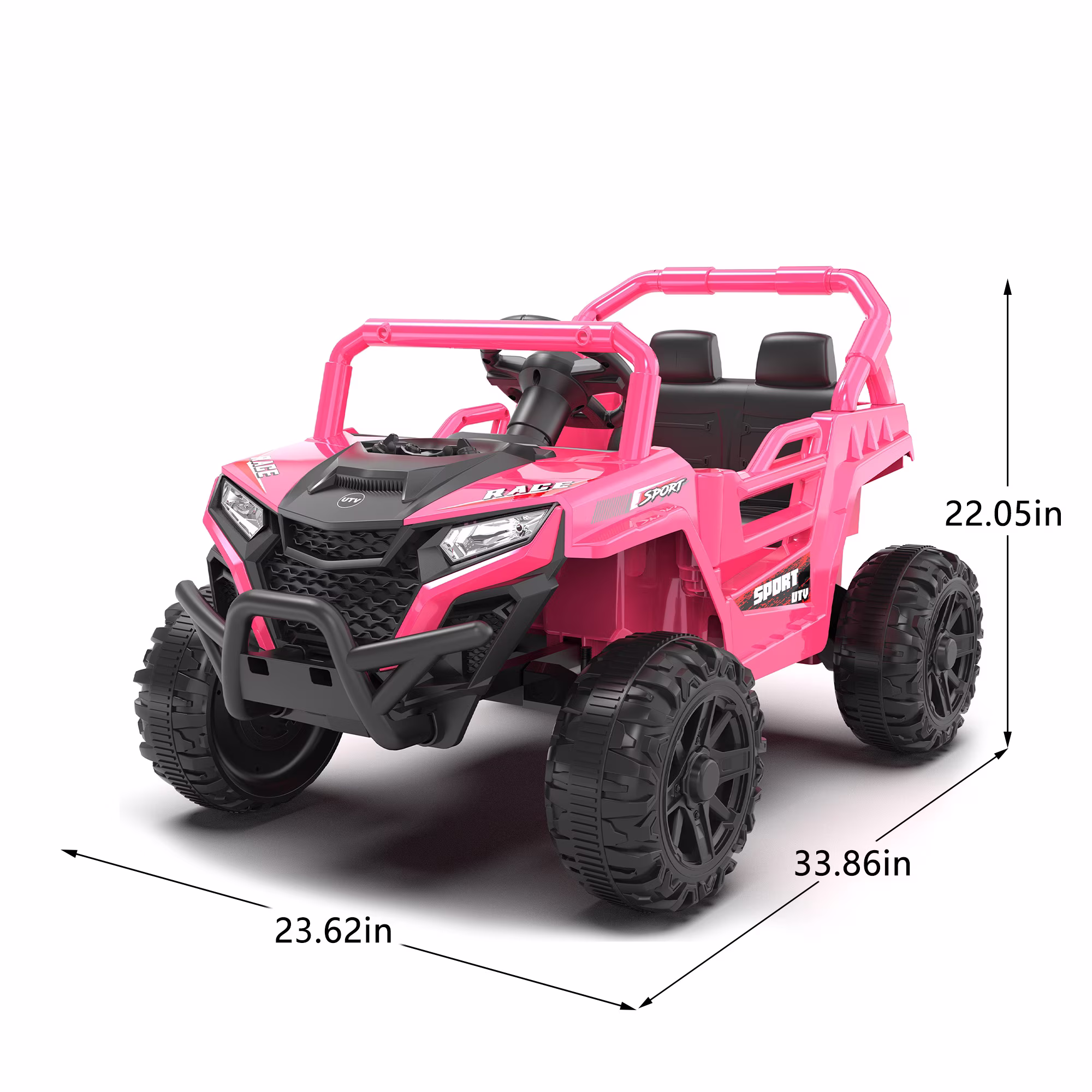 Ucades 12v Ride on Cars with Remote Control, Electric Ride on Toys UTV for Kids Boys Girls Ages 3-5 Gifts, Kids Cars Ride on Vehicles with Bluetooth, MP3 Music Playback, LED Light, Horn, Pink - Image 4