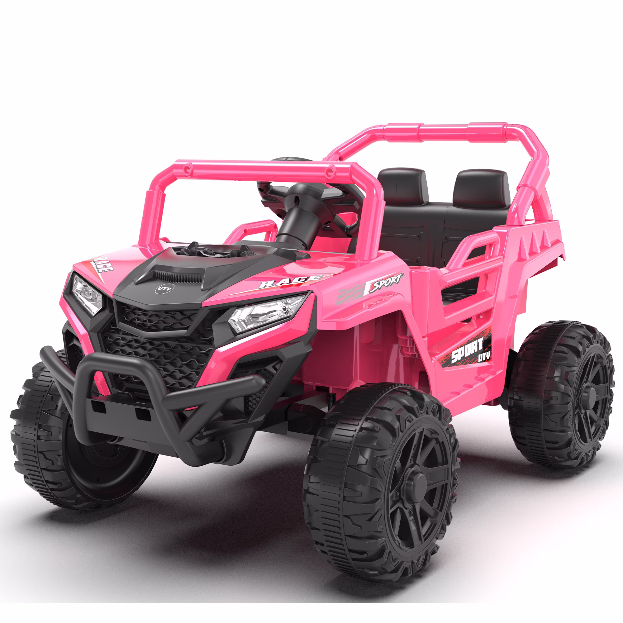 Ucades 12v Ride on Cars with Remote Control, Electric Ride on Toys UTV for Kids Boys Girls Ages 3-5 Gifts, Kids Cars Ride on Vehicles with Bluetooth, MP3 Music Playback, LED Light, Horn, Pink - Image 3