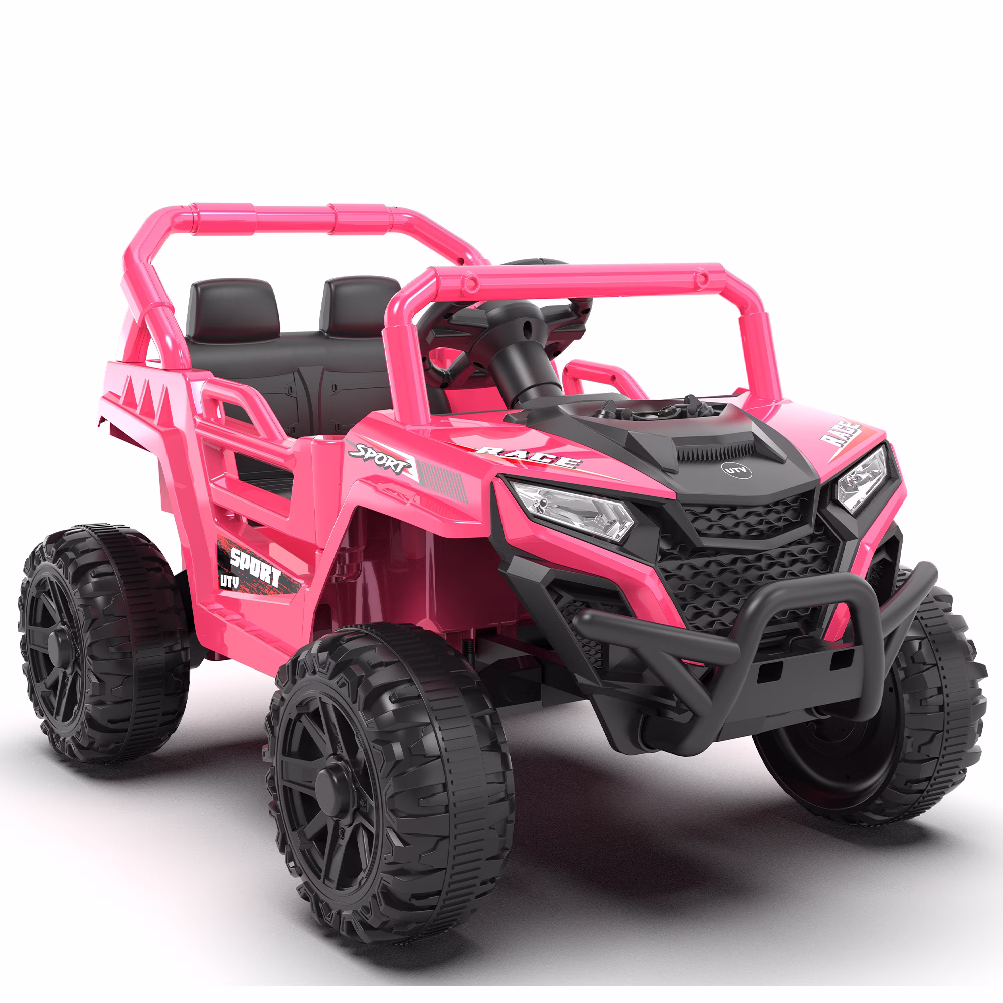 Ucades 12v Ride on Cars with Remote Control, Electric Ride on Toys UTV for Kids Boys Girls Ages 3-5 Gifts, Kids Cars Ride on Vehicles with Bluetooth, MP3 Music Playback, LED Light, Horn, Pink - Image 5