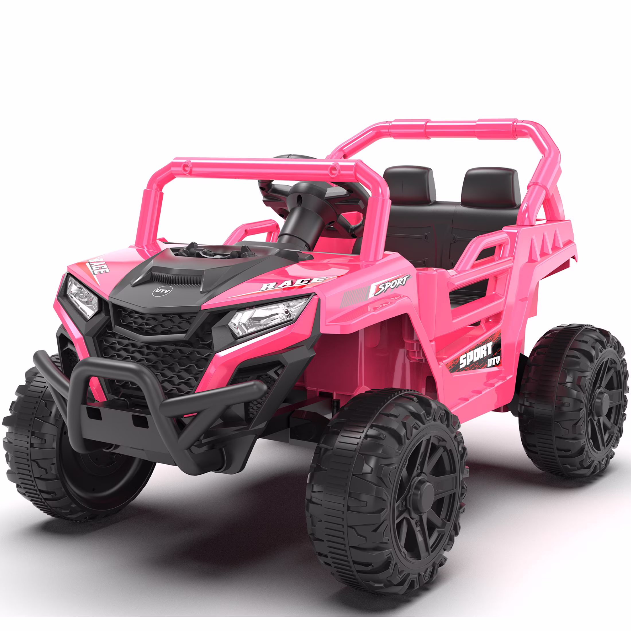 Ucades 12v Ride on Cars with Remote Control, Electric Ride on Toys UTV for Kids Boys Girls Ages 3-5 Gifts, Kids Cars Ride on Vehicles with Bluetooth, MP3 Music Playback, LED Light, Horn, Pink