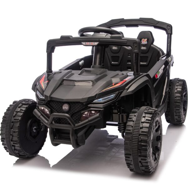 Ucades 24V Powered Ride on Car UTV, Kids Ride on Toys with Remote Control, Bluetooth, Music, 4 Wheels Suspension, LED Light, Kids Cars 4 Wheeler Electric Vehicles for Boys Girls Ages 3-5 Gifts, Black