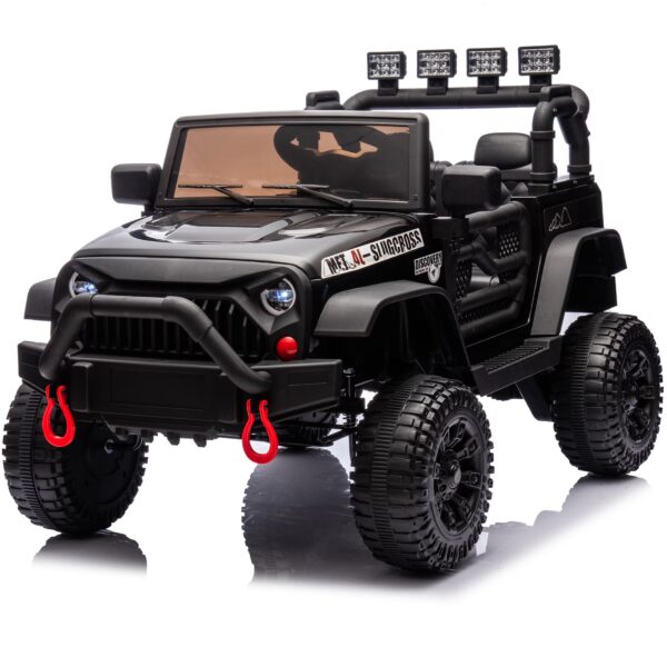 Ucades 24V Powered Ride on Cars, Kids Ride on Toys with Parents Remote Control, LED Light for Toddlers Ages 3-6, Black