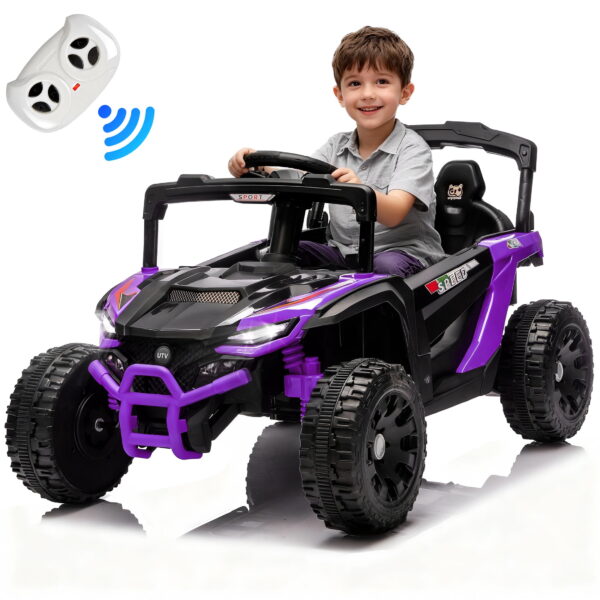 Ucades 24V Powered Ride on Toys, Kids Ride on Car UTV with Remote Control, Bluetooth, Music, LED Light, USB/AUX Port, 4 Wheels suspension, Electric Cars for Kids Boys Girls Ages 3-5, Purple