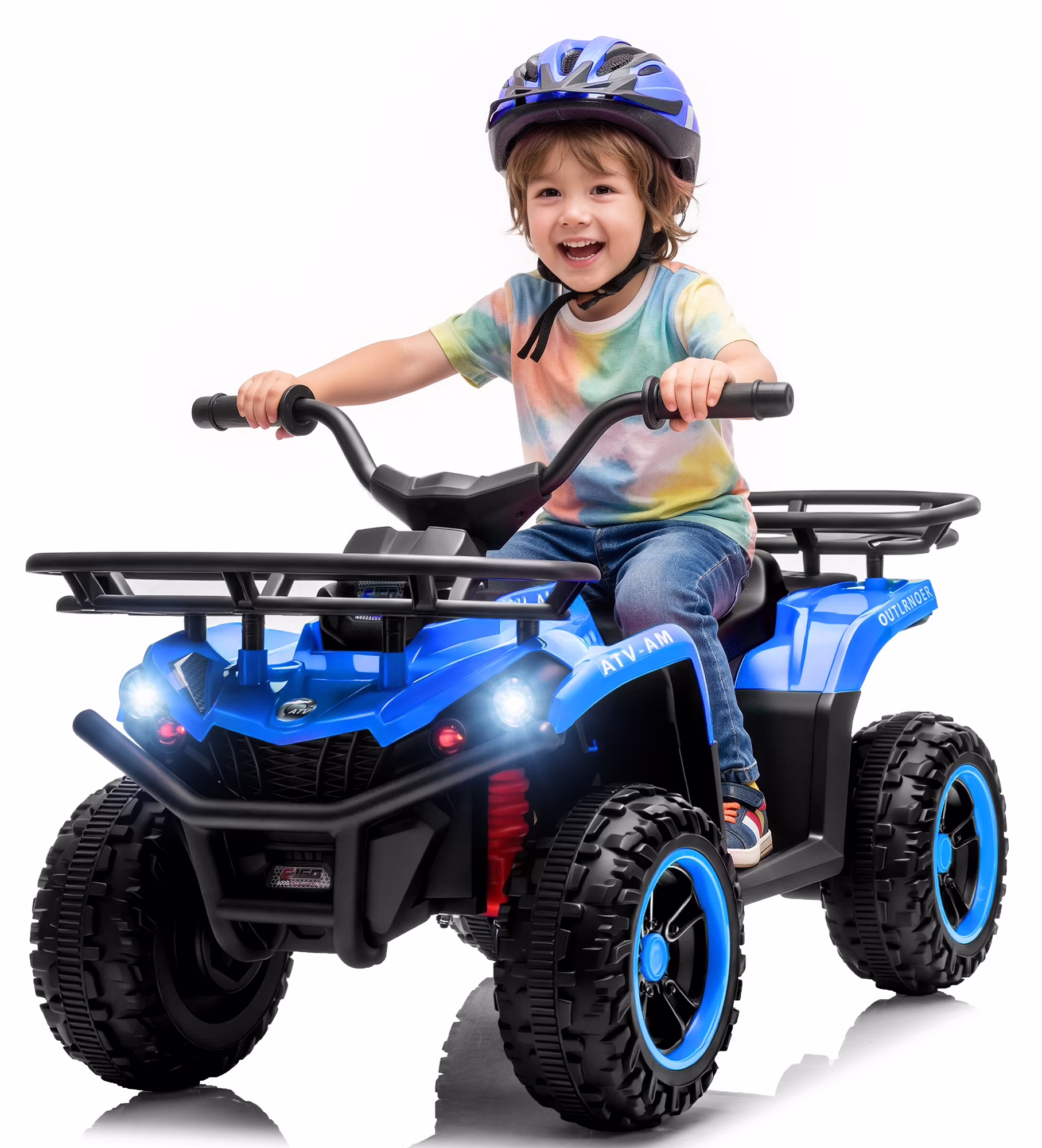 Ucades 24V Ride on ATV, Kids 4 Wheeler Ride on Car Toy with Bluetooth, Music, LED Lights, Storage Racks, Crash Bars, Ages 3-5, Blue - Image 3