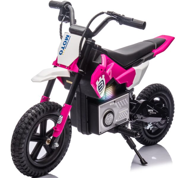 Ucades 24v Ride on Toys for Big Kids, Powered Ride on Motocross Motorcycle Road Bike for Boys Girls Age 5-15, Kids Electric Motorcycle with Bluetooth/Music/LED Light/200W Motor/9 Max Speed, Pink
