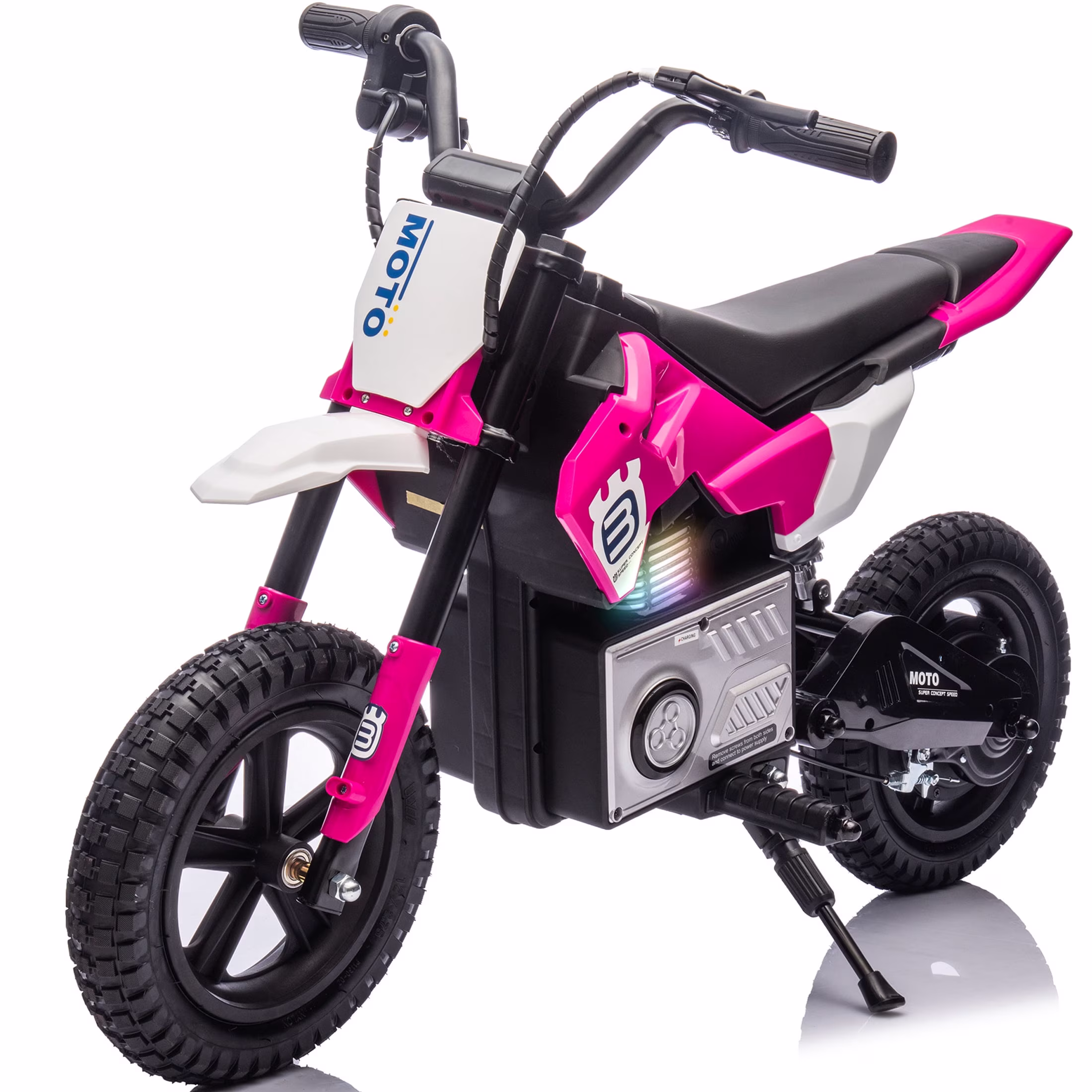 Ucades 24v Ride on Toys for Big Kids, Powered Ride on Motocross Motorcycle Road Bike for Boys Girls Age 5-15, Kids Electric Motorcycle with Bluetooth/Music/LED Light/200W Motor/9 Max Speed, Pink