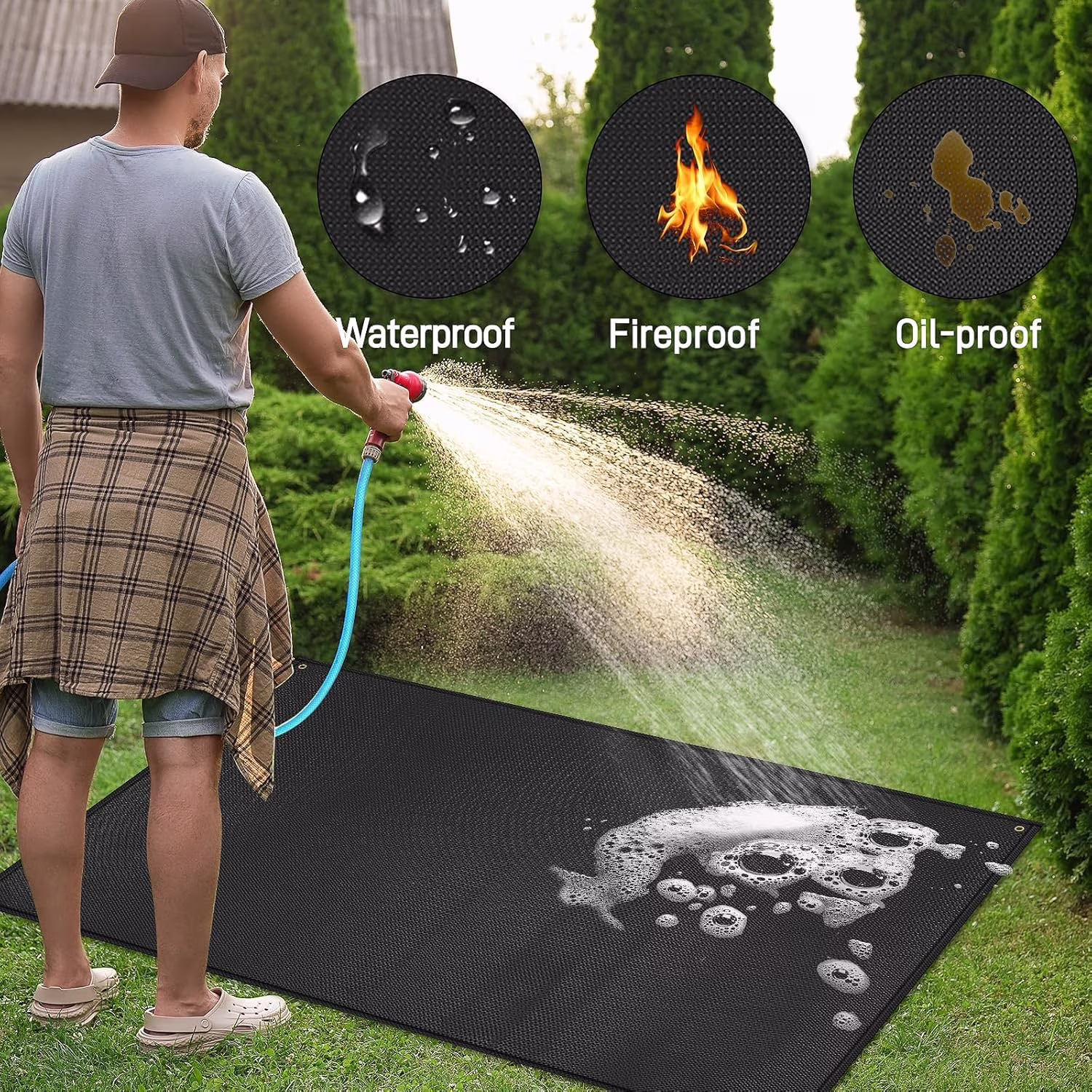 Unbranded 90 in x 48 in Grill Mats with Fireproof, Compatible with Blackstone Griddle, Protects Deck, Patio, Pavers - Image 2