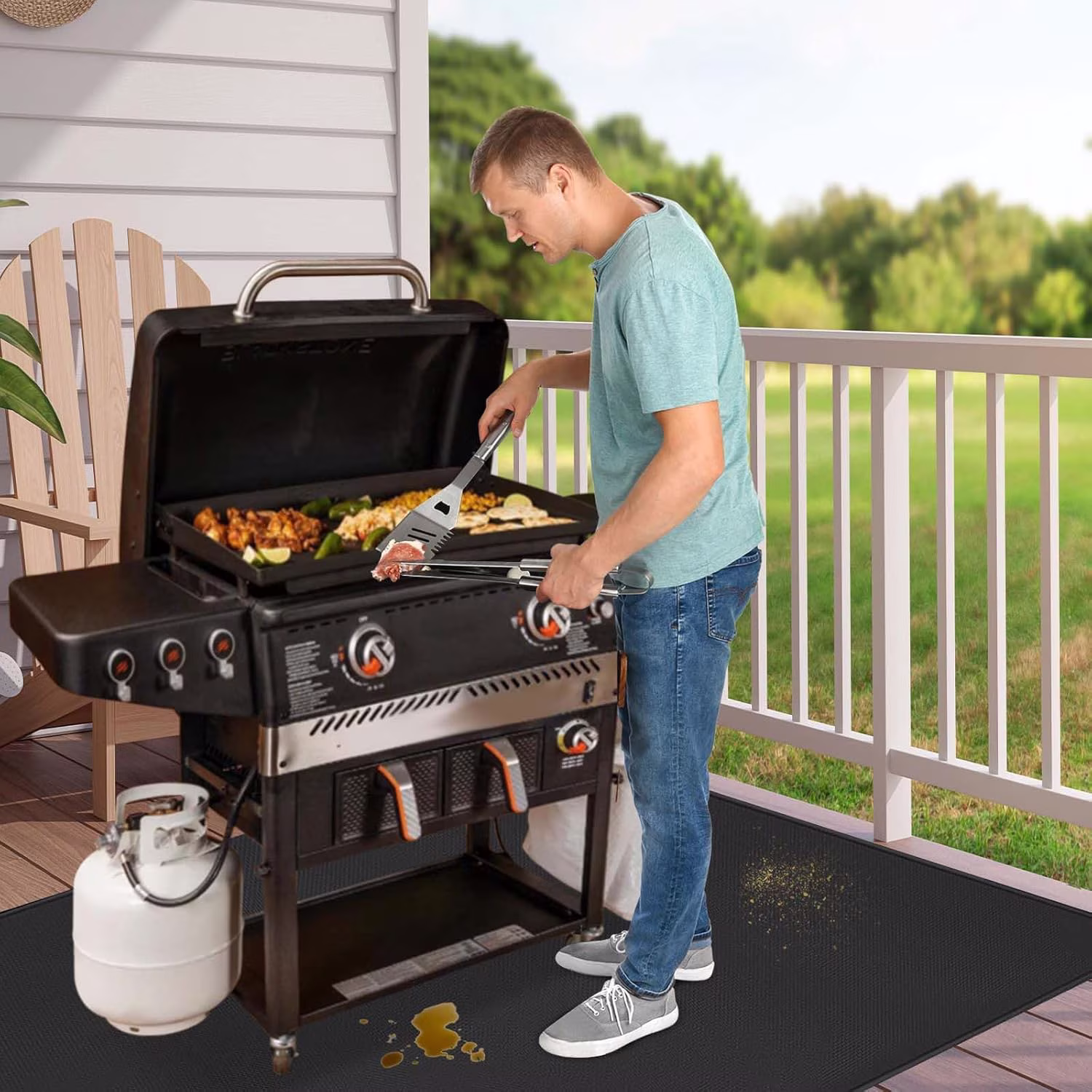 Unbranded 90 in x 48 in Grill Mats with Fireproof, Compatible with Blackstone Griddle, Protects Deck, Patio, Pavers - Image 5