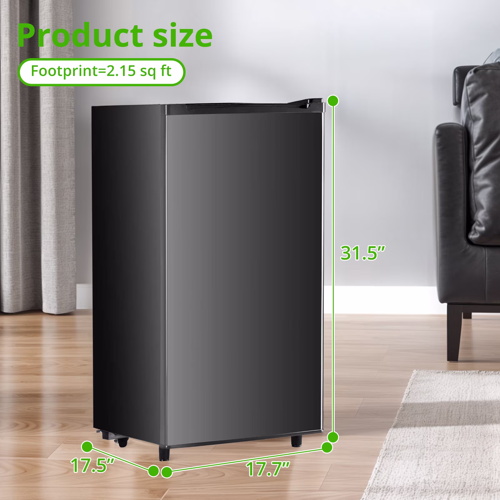 Upgraded Mini Fridge, 3.2 Cu. Ft Mini Fridge with Freezer, Compact Single Door Adjustable Thermostat Low Noise, Black - Image 2