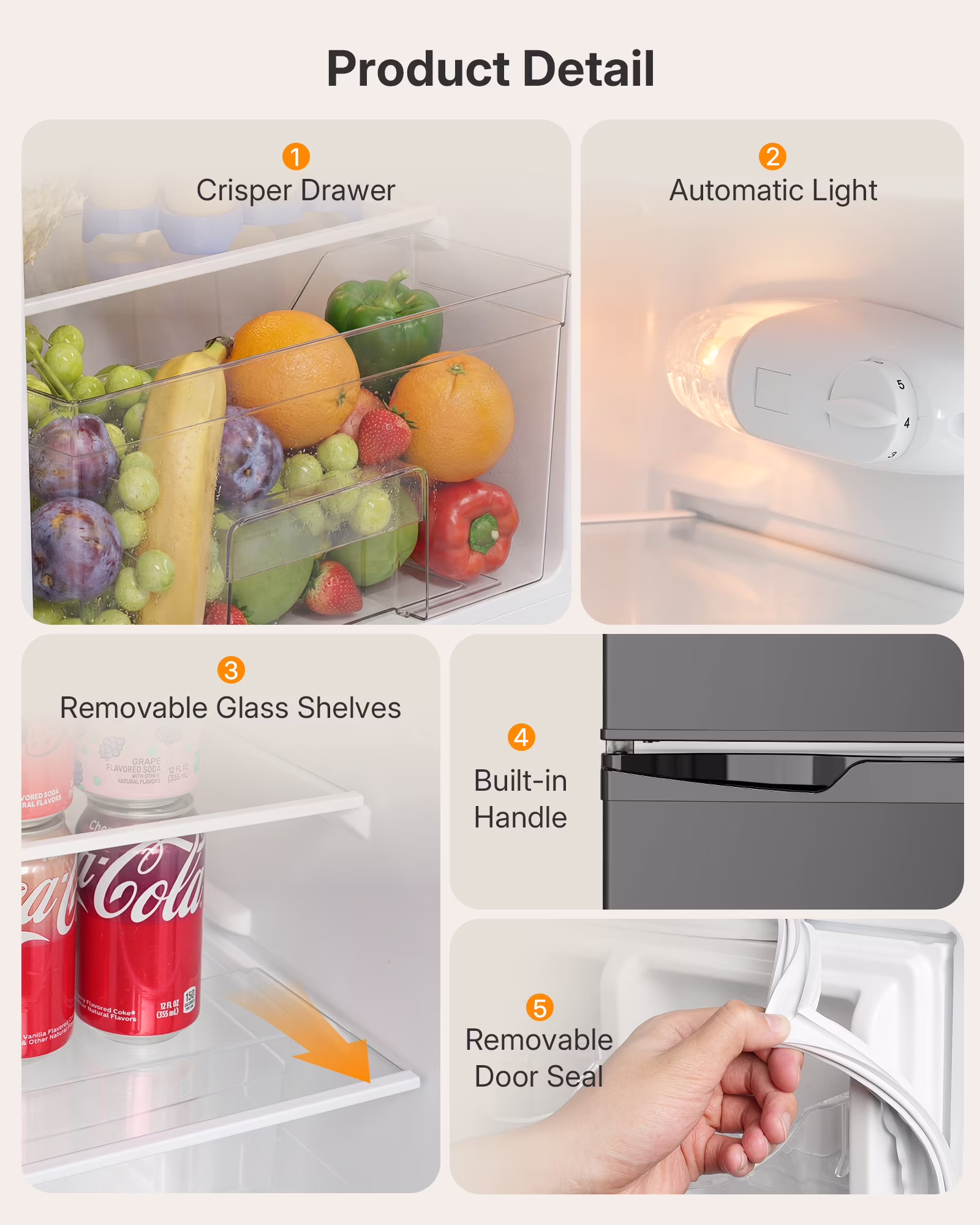 Upstreman 3.1 Cu. Ft Compact Refrigerator with Freezer, Double Door Mini Fridge Cooler Small Refrigerator, Adjustable Thermostat, Energy Star, Low Noise, TM31 Black - Image 5
