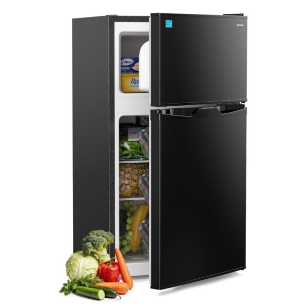 Upstreman 3.1 Cu. Ft Compact Refrigerator with Freezer, Double Door Mini Fridge Cooler Small Refrigerator, Adjustable Thermostat, Energy Star, Low Noise, TM31 Black