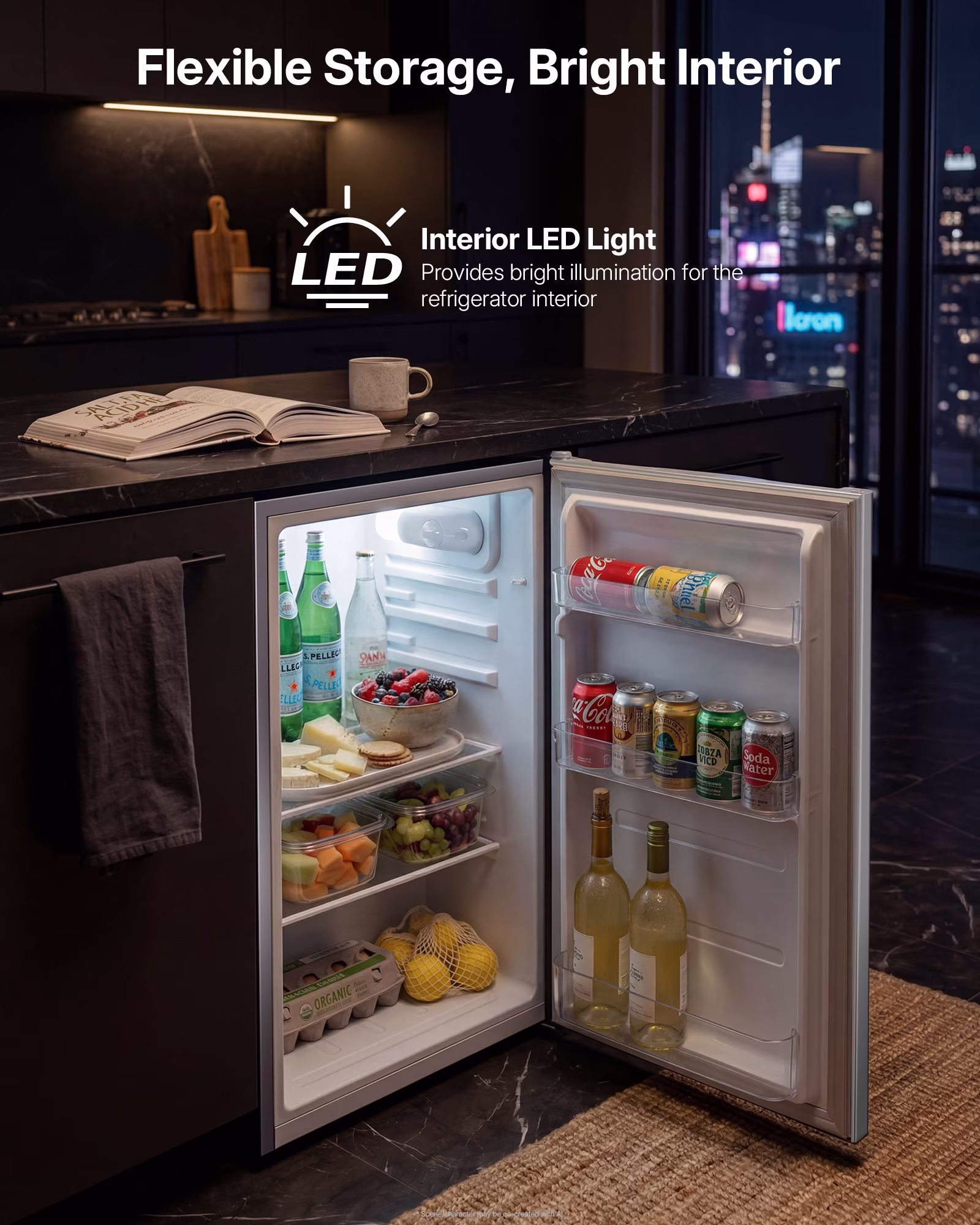 Upstreman 3.2 Cu ft Mini Fridge Without Freezer, Single Door Small Refrigerator No Freezer, Freezerless All-Refrigerator Cooler for Kitchen Office Bedroom Dorm, Silver CR32 - Image 2