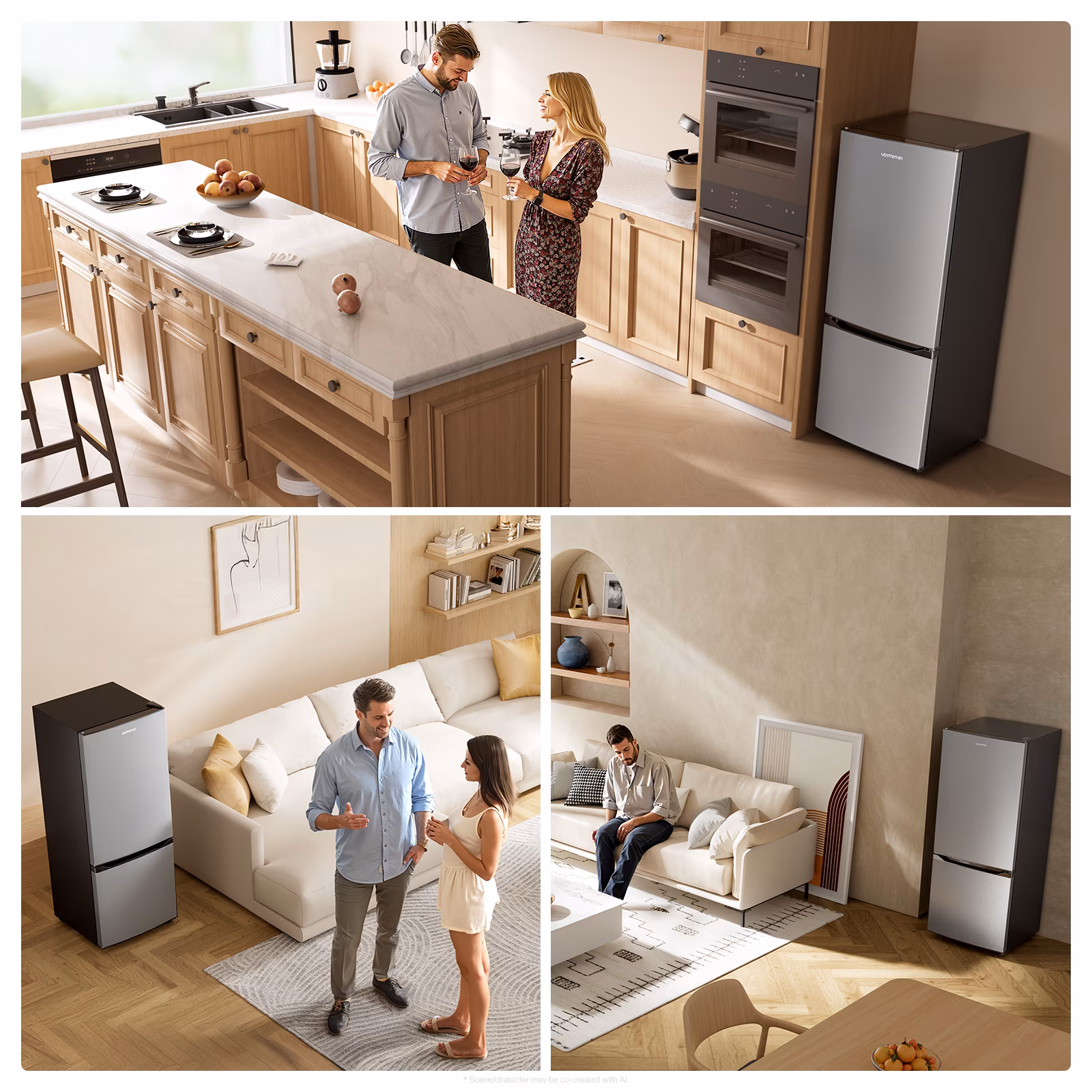 Upstreman 7.1 Cu.ft Bottom Freezer Refrigerator, 2 Door Kitchen Fridge Large Apartment Refrigerator Garage Ready Refrigerator, BM71 Stainless Steel - Image 5