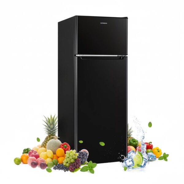 Upstreman 7.7 Cu.ft Top Freezer Refrigerator, 2 Door Top Mount Fridge Large Apartment Refrigerator with Freezer, BD75 Black
