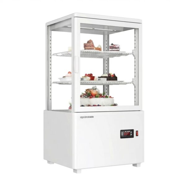 Upstreman Countertop Pastry Refrigerated Display Case, 2.0 Cu.Ft/56L Commercial Display Refrigerator 3-Tier Cake Fridge, CD20 White