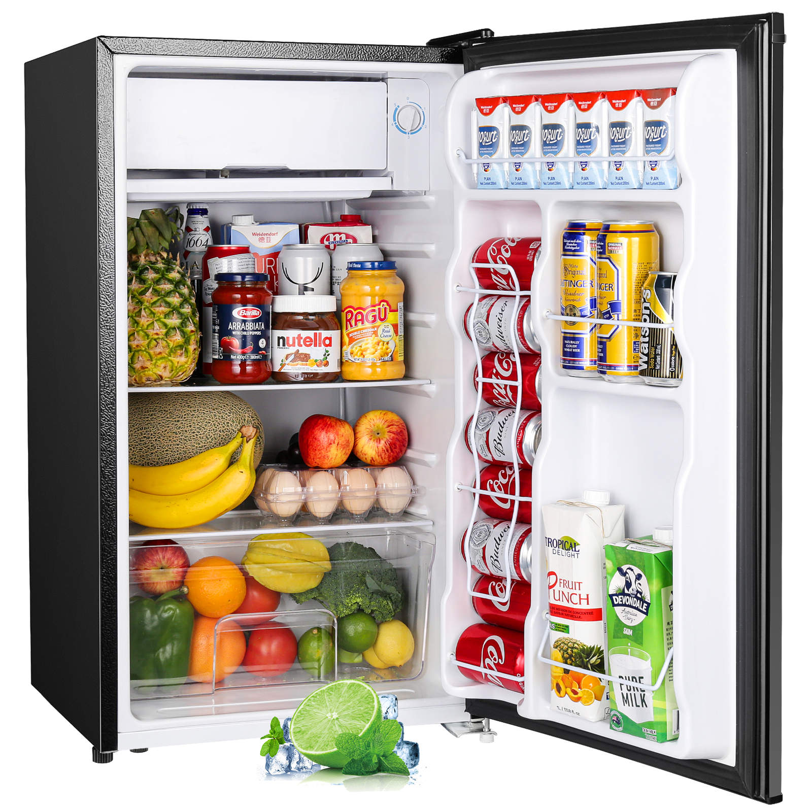 Upstreman Mini Fridge with Freezer, 3.2 Cu.Ft Small Refrigerator Single Door Compact Refrigerator for Dorm Office, Adjustable Thermostat, Low Noise, BR321 Black - Image 5
