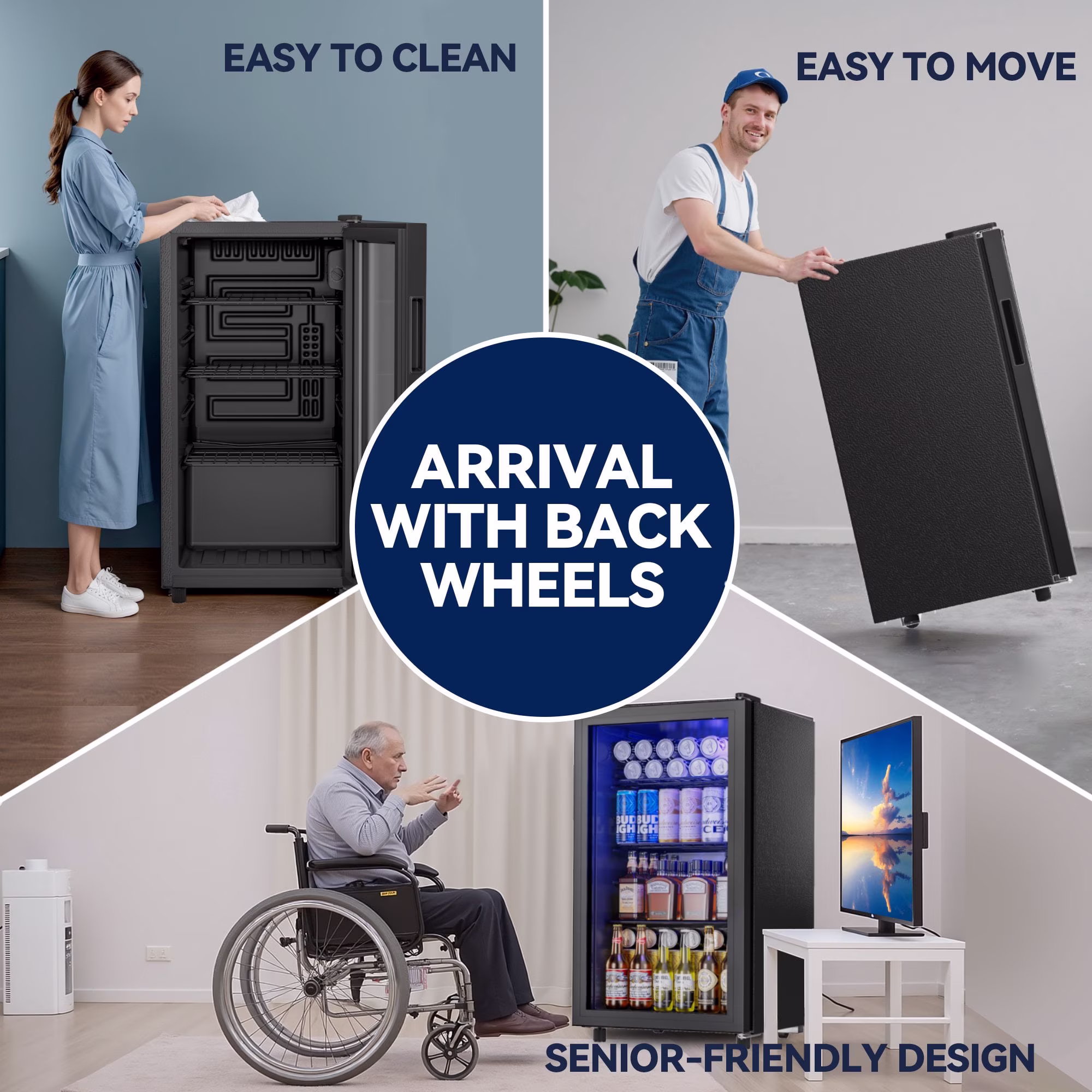 UrbanSync Beverage Cooler, Freestanding Drink Fridge with Glass Door, Adjustable Shelves, Electronic Temperature Control - Image 3