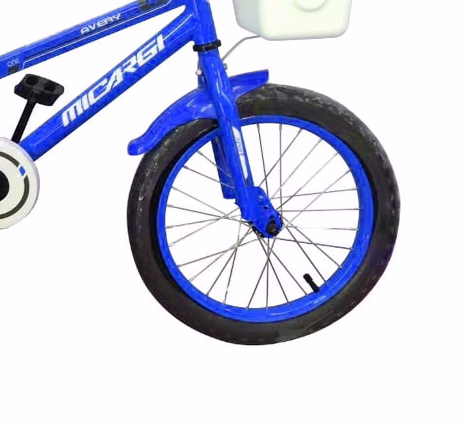 USToyOutlet 16" BMX Steel Frame Coaster Brake Bicycle One Piece Crank w/ Baskets & Fenders, Rims-Red Kid's Bike - Blue - Image 3