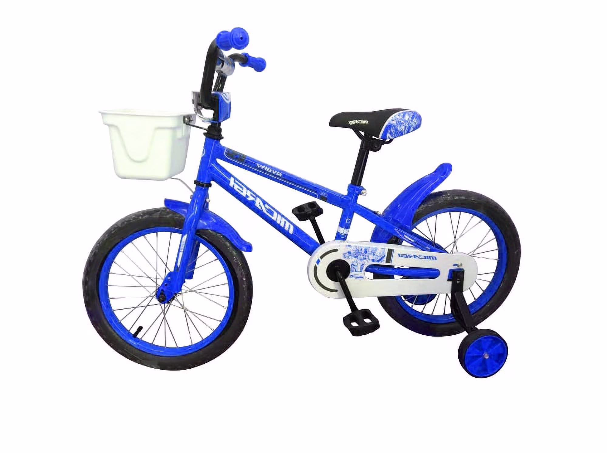 USToyOutlet 16" BMX Steel Frame Coaster Brake Bicycle One Piece Crank w/ Baskets & Fenders, Rims-Red Kid's Bike - Blue - Image 4