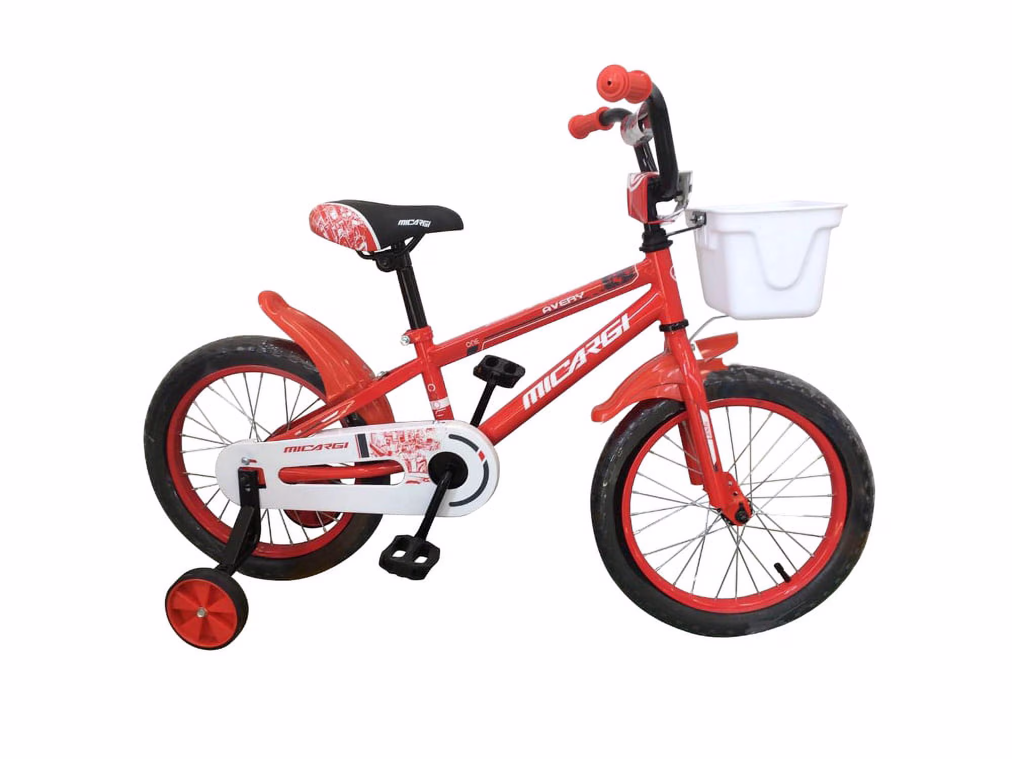 USToyOutlet 16" BMX Steel Frame Coaster Brake Bicycle One Piece Crank w/ Baskets & Fenders, Rims-Red Kid's Bike - Red - Image 3