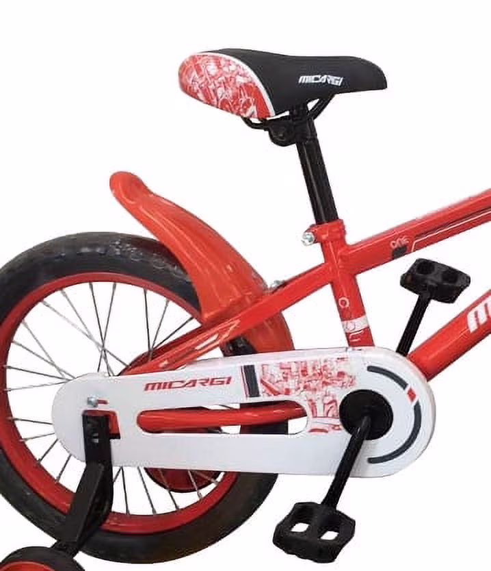 USToyOutlet 16" BMX Steel Frame Coaster Brake Bicycle One Piece Crank w/ Baskets & Fenders, Rims-Red Kid's Bike - Red - Image 2