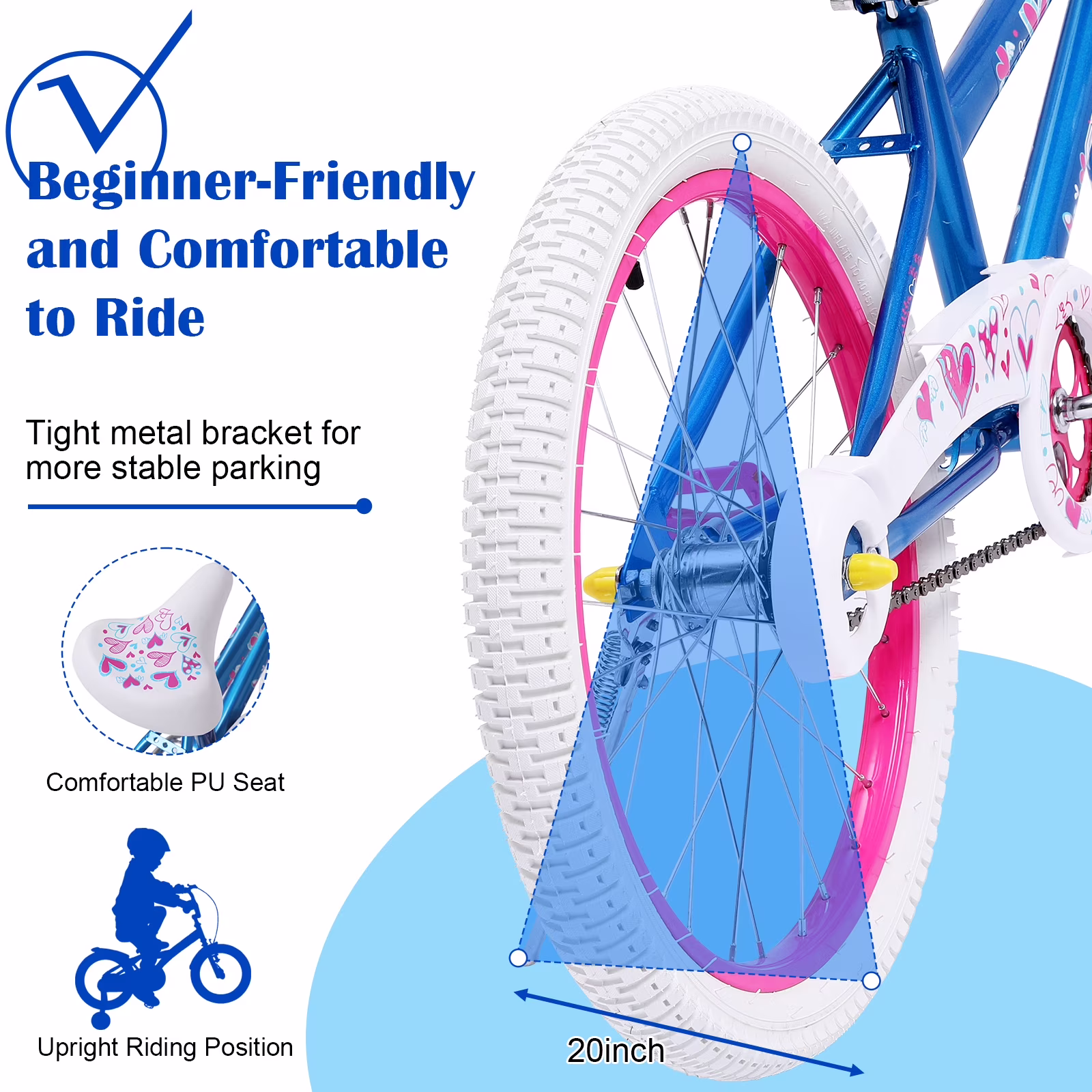 Vebreda 20 Inch Kids Bike Bicycle for 8-12 Years Old Kids,Blue - Image 3