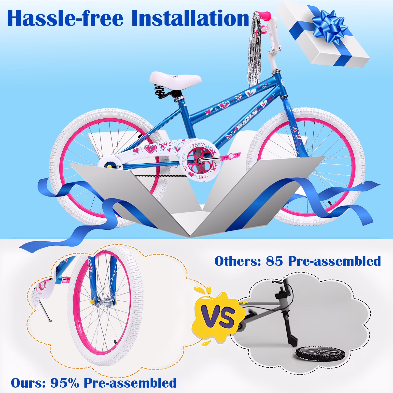 Vebreda 20 Inch Kids Bike Bicycle for 8-12 Years Old Kids,Blue - Image 2