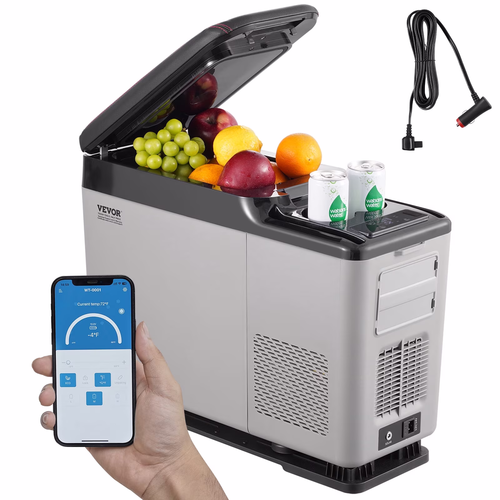 VEVOR Car Refrigerator, 12 Volt Car Armrest Refrigerator Fridge, 15 L Single Zone Portable Freezer, -4℉-68℉ Adjustable Range, 12/24V DC and 100-240V AC Compressor