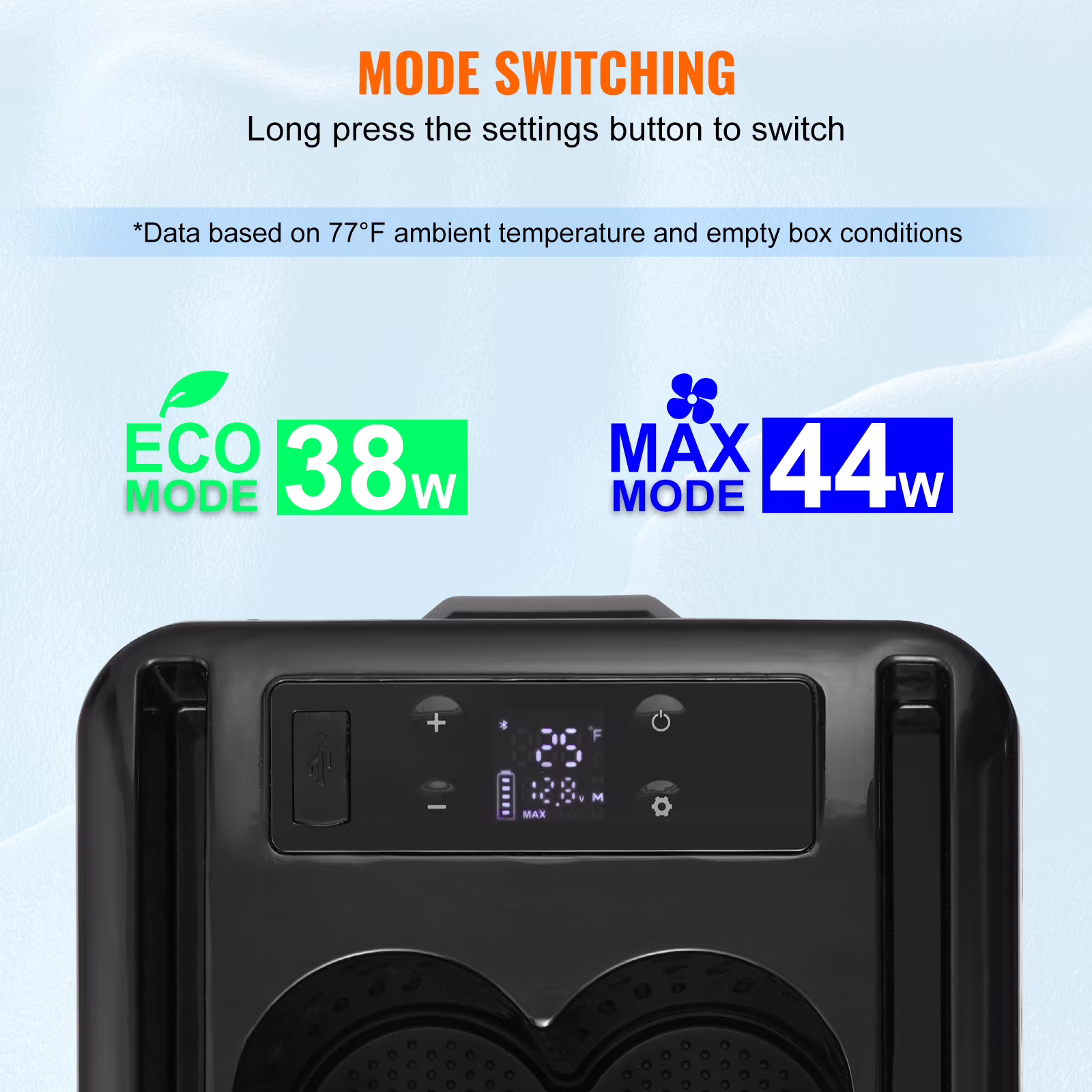VEVOR Car Refrigerator, 12 Volt Car Armrest Refrigerator Fridge, 15 L Single Zone Portable Freezer, -4℉-68℉ Adjustable Range, 12/24V DC and 100-240V AC Compressor - Image 3