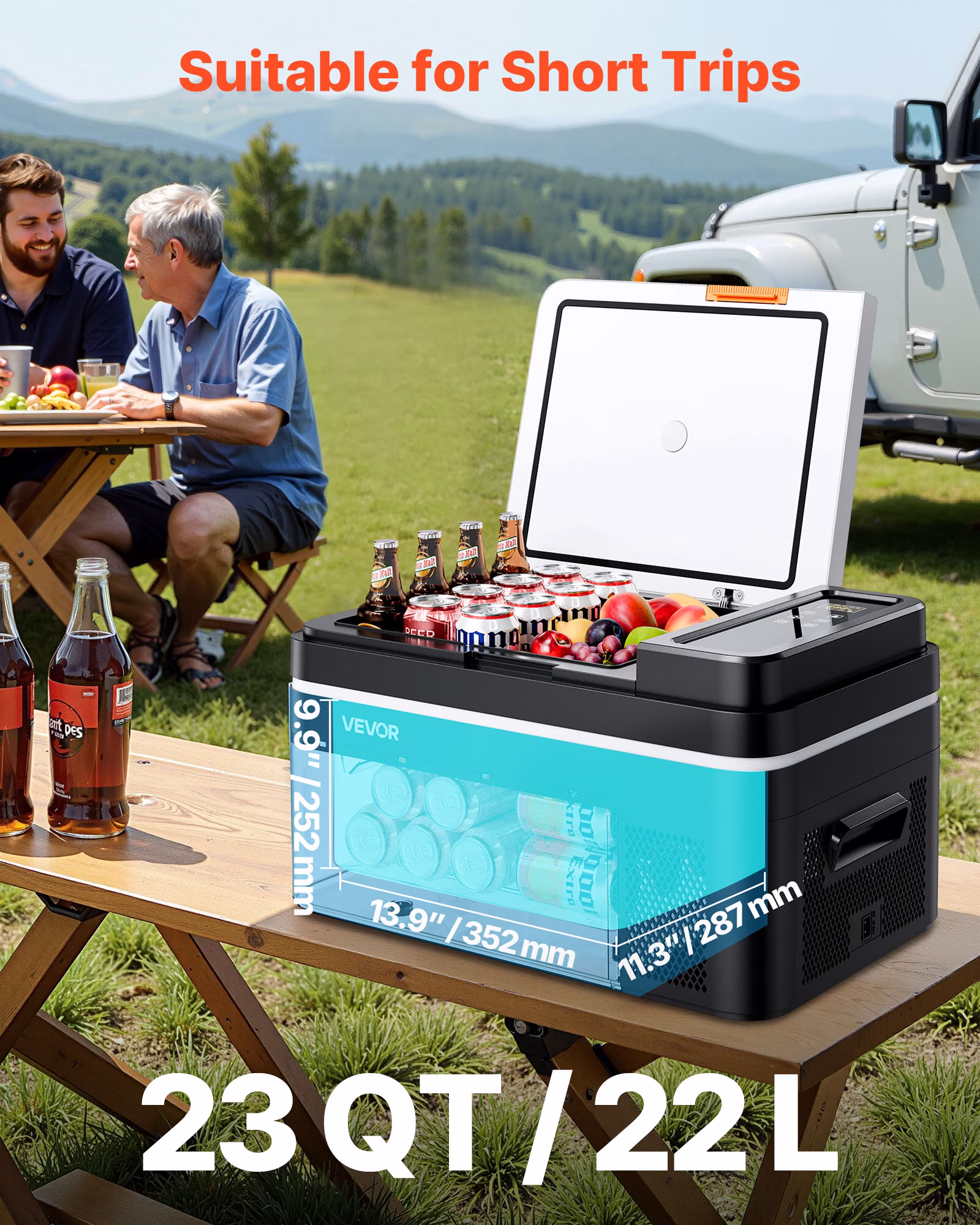 VEVOR Car Refrigerator, DC 12/24V AC100-240V Compressor Electric Cooler, -4°F to 68°F Car Fridge with APP Control, 23 QT Cars Freezer for RVs, Campsites, Boats, Camping, Fishing, 45W Portable Freezer - Image 5